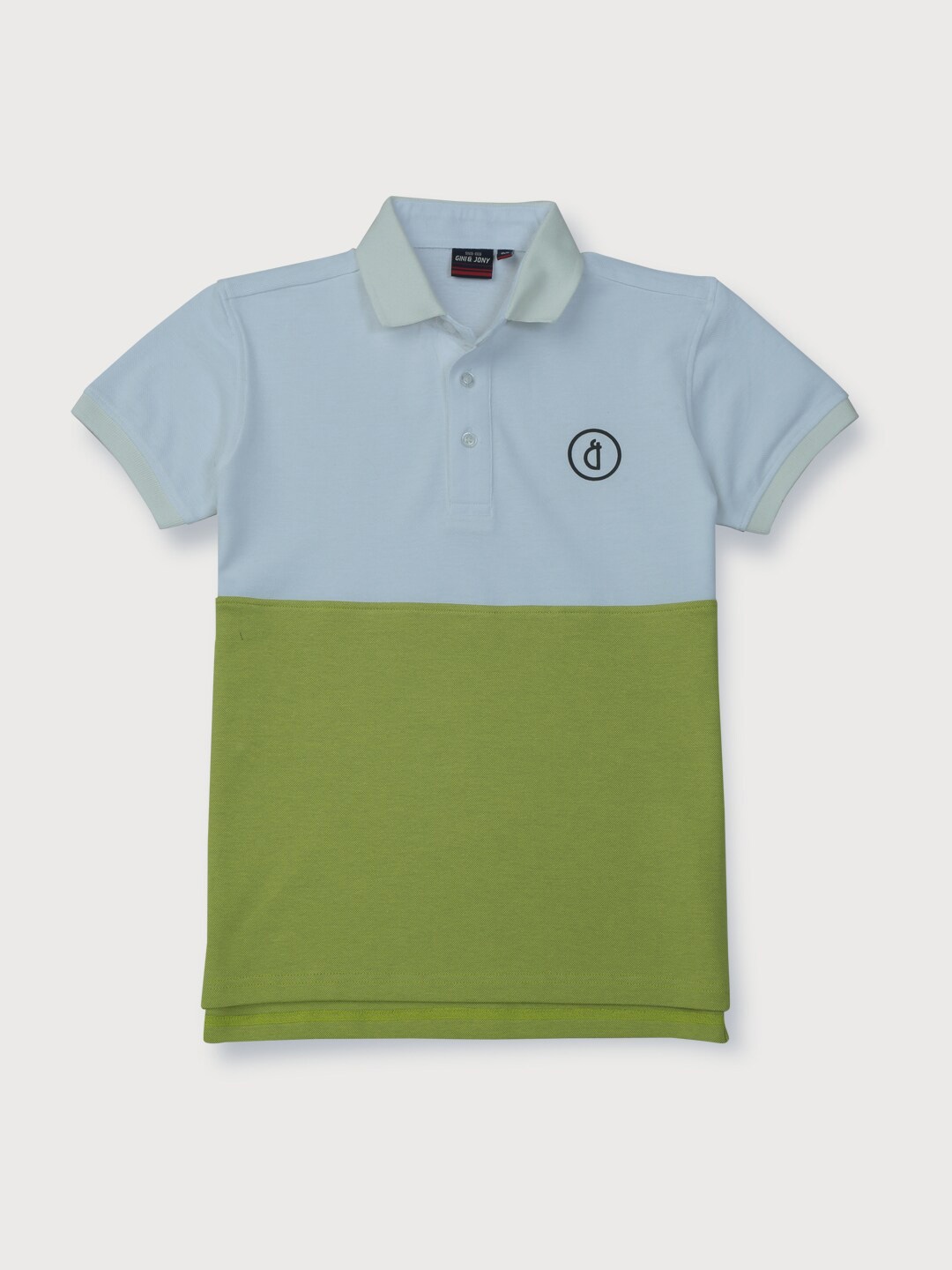 

Gini and Jony Boys Polo Collar Colourblocked Cotton T-shirt, White