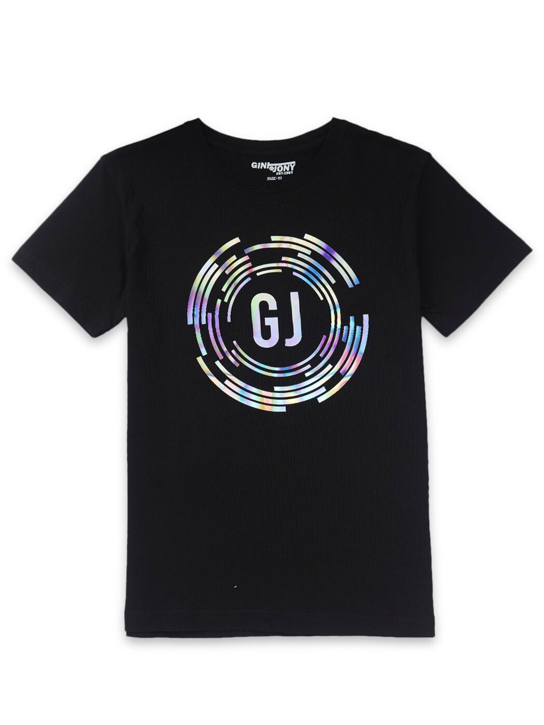 

Gini and Jony Boys Graphic Printed Round Neck Long Sleeves Cotton T-shirt, Black