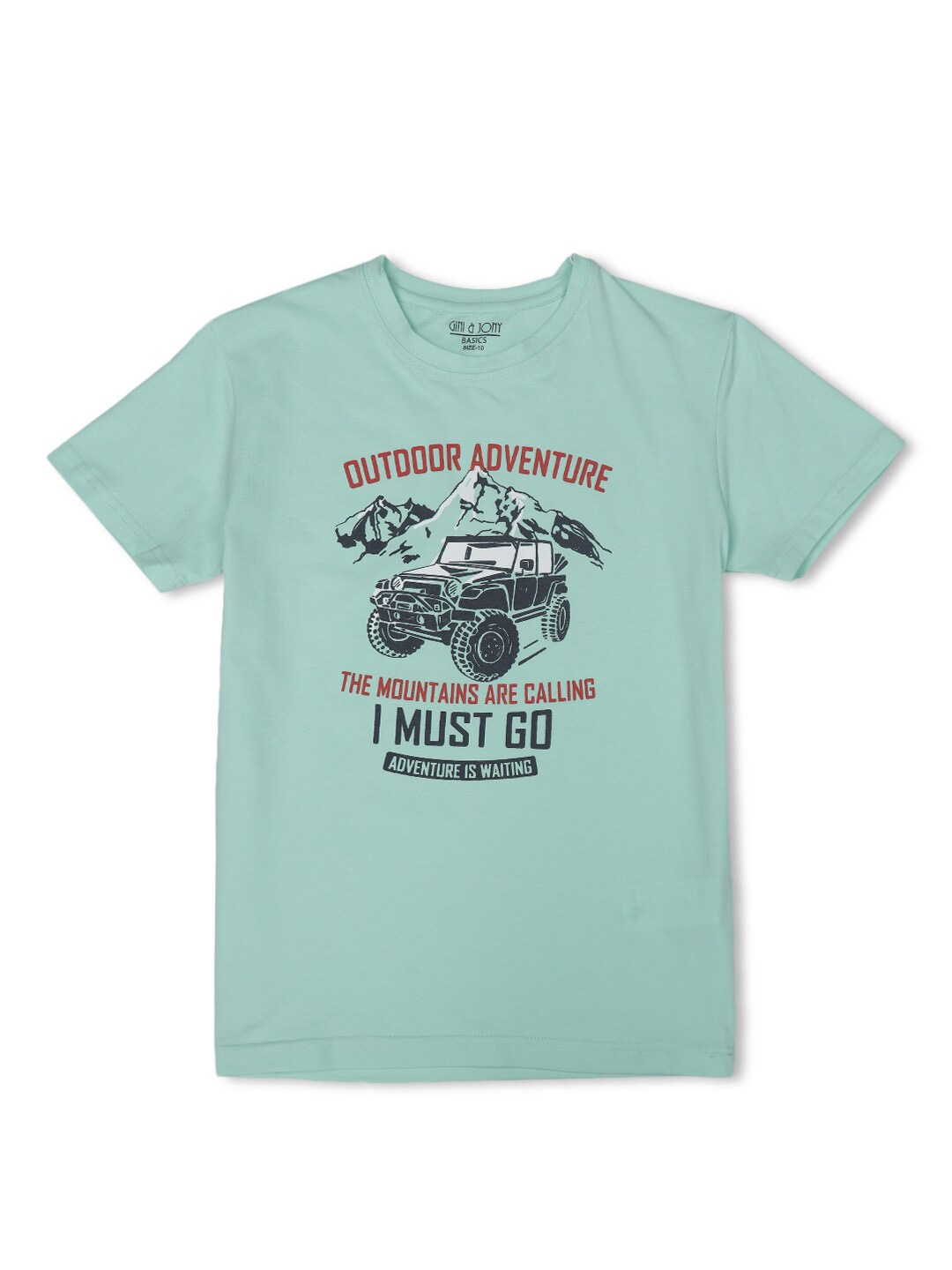 

Gini and Jony Boys Typography Printed Cotton T-shirt, Green