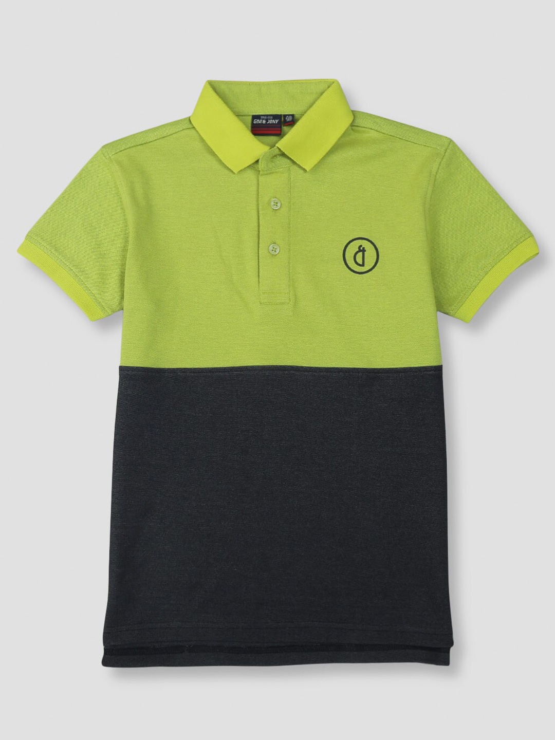 

Gini and Jony Boys Polo Collar Colourblocked Cotton T-shirt, Green