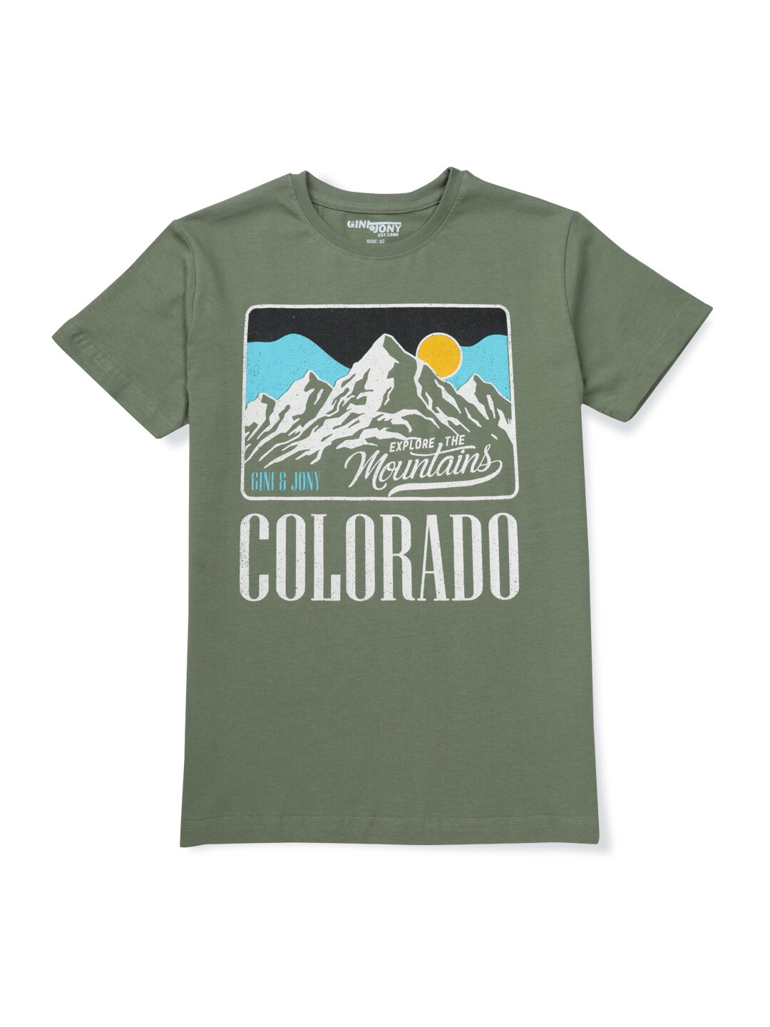 

Gini and Jony Infant Boys Graphic Printed Round Neck Cotton T-shirt, Green