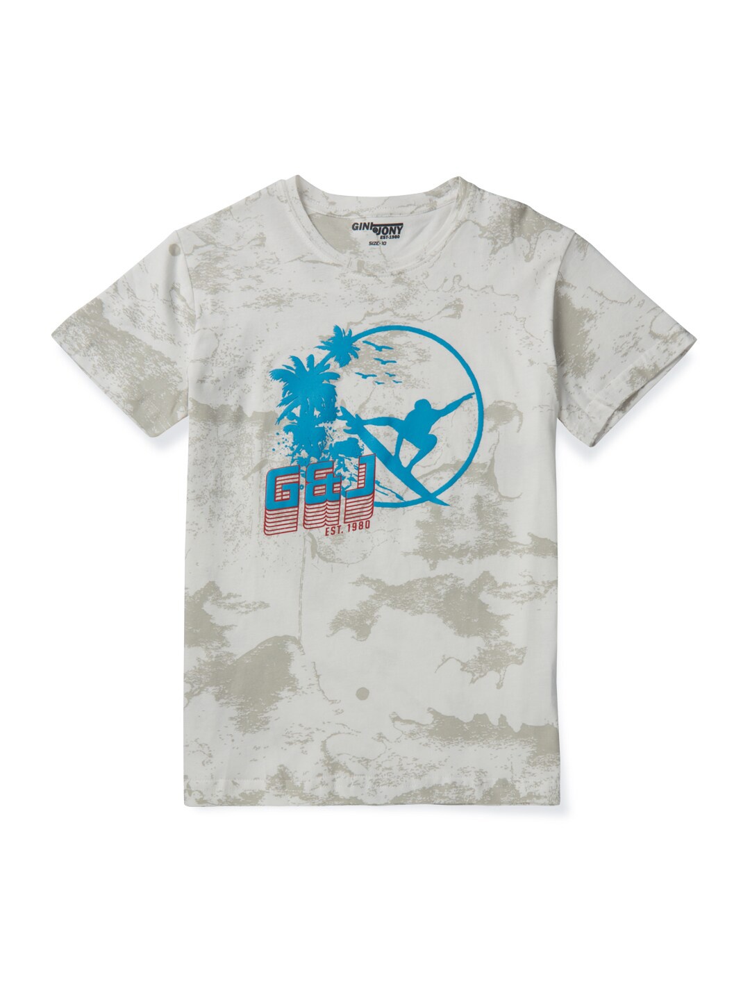 

Gini and Jony Boys Graphic Printed Cotton T-shirt, Off white
