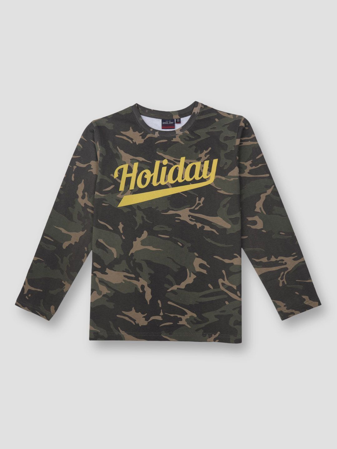 

Gini and Jony Boys Camouflage Printed Long Sleeves Cotton T-shirt, Olive