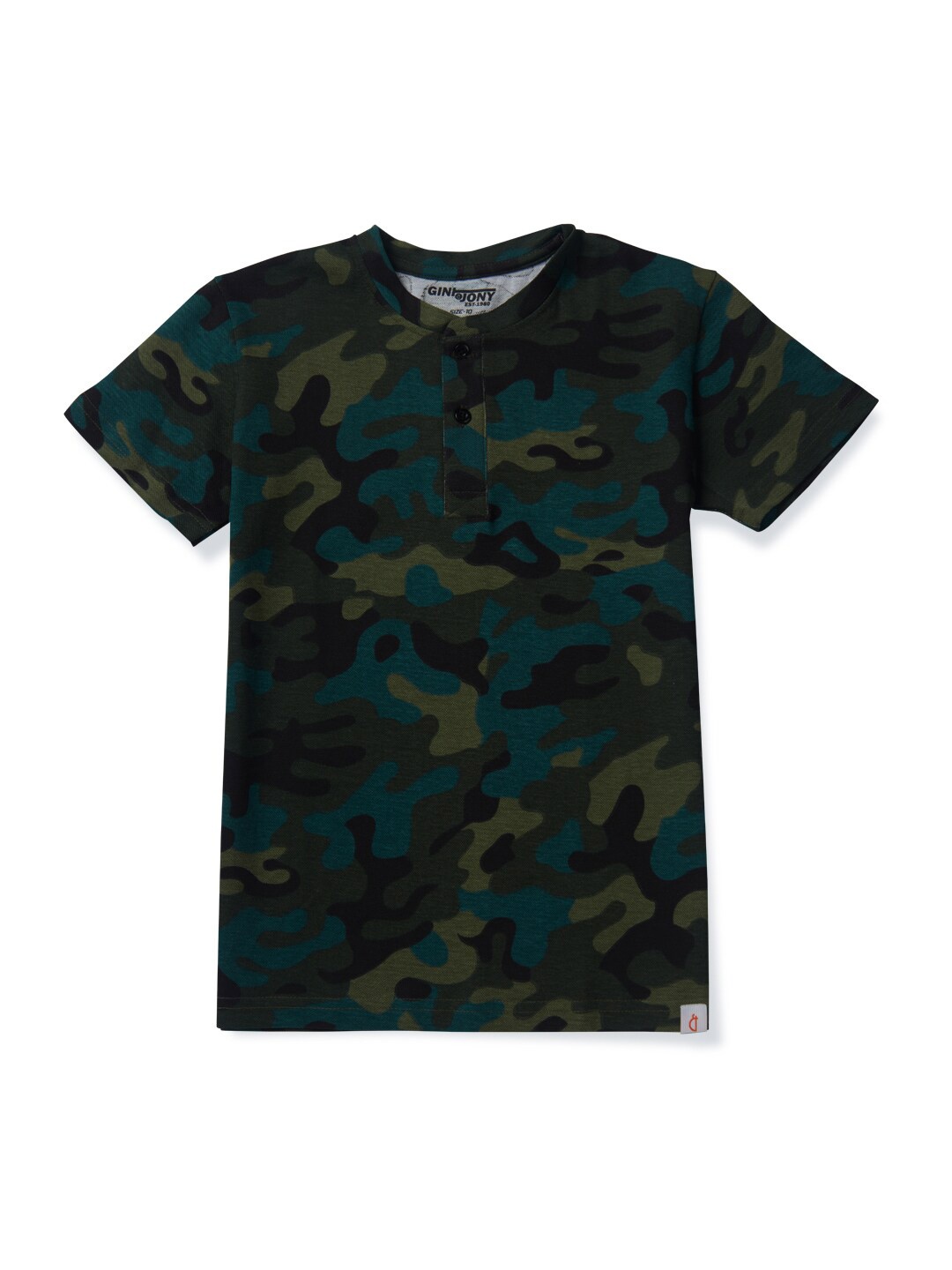

Gini and Jony Boys Camouflage Printed Cotton T-Shirt, Green