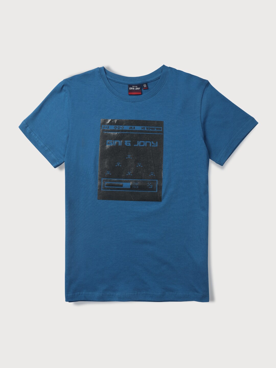 

Gini and Jony Boys Graphic Printed Cotton T-shirt, Blue
