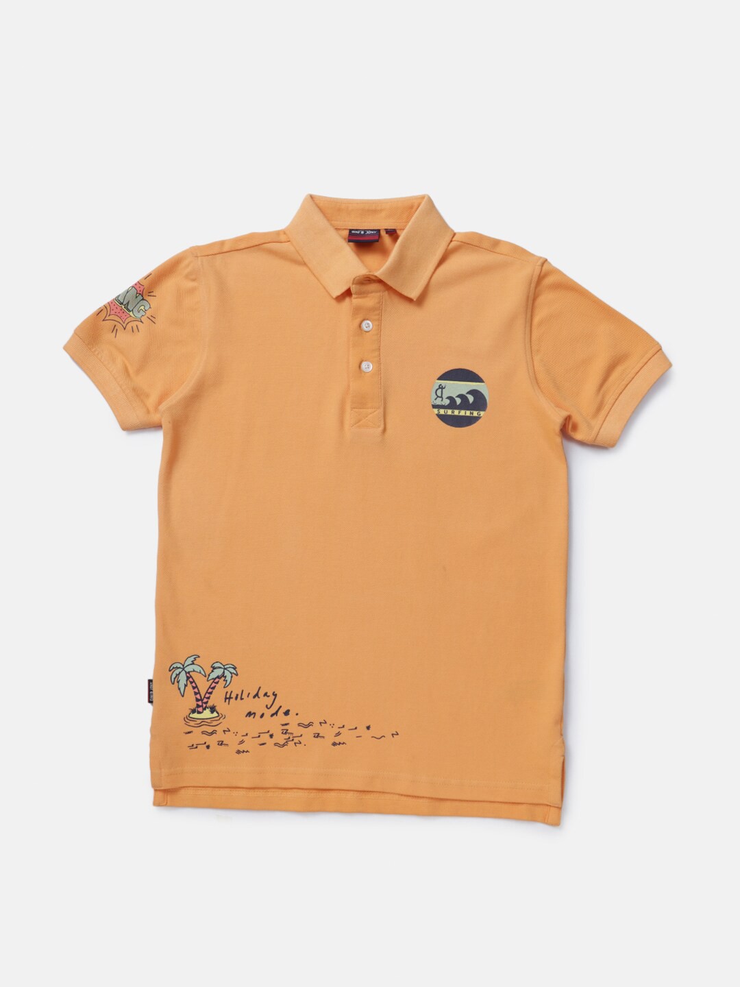 

Gini and Jony Boys Graphic Printed Polo Collar Cotton T-Shirt, Orange