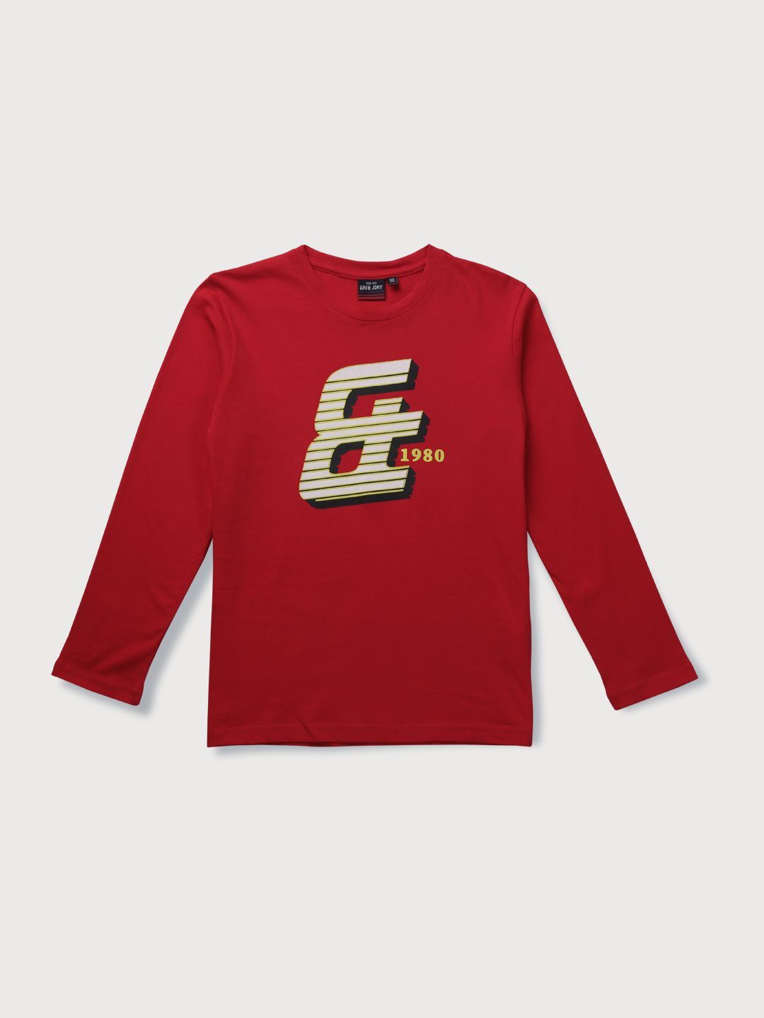 

Gini and Jony Boys Brand Logo Printed Cotton T-shirt, Red