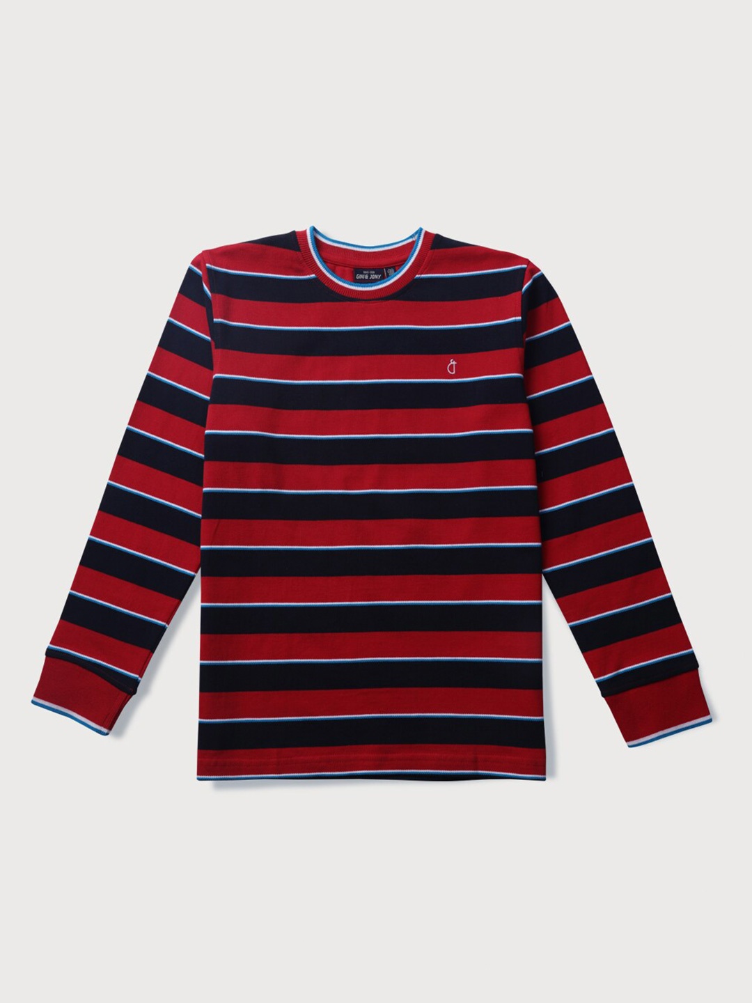 

Gini and Jony Boys Striped Long Sleeve Cotton T-shirt, Red