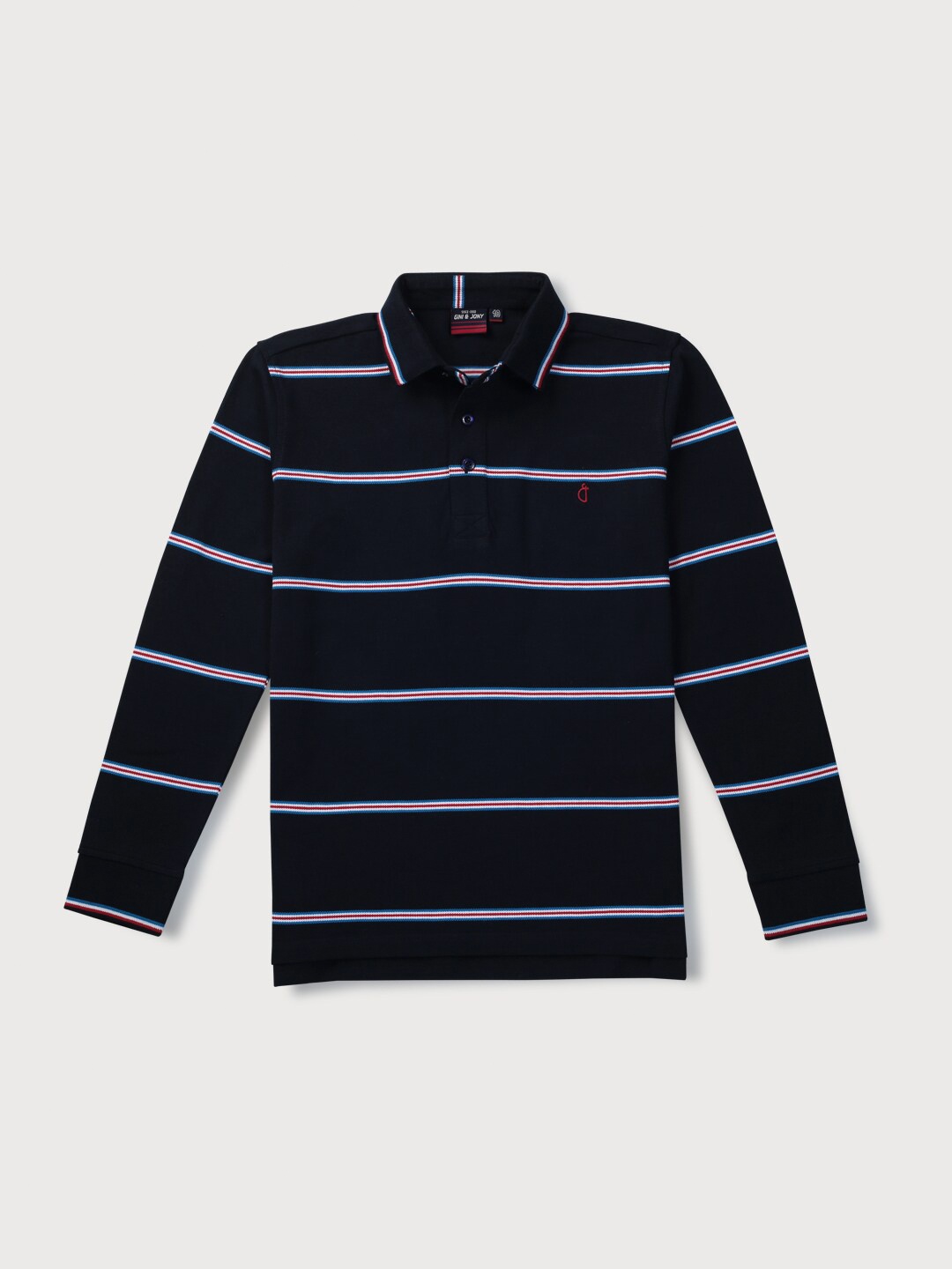 

Gini and Jony Infant Boys Striped Polo Collar Long Sleeves Cotton T-shirt, Navy blue