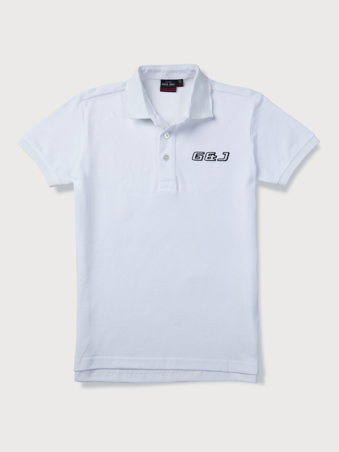 

Gini and Jony Boys Brand Logo Printed Polo Collar Cotton T-Shirt, White