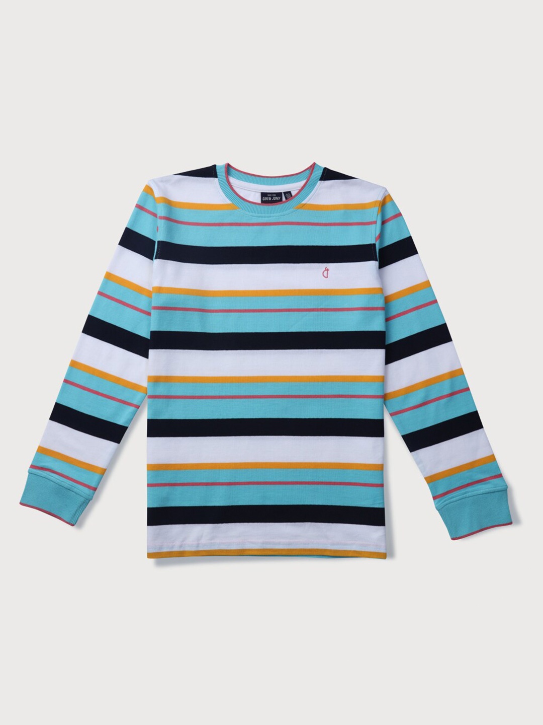 

Gini and Jony Boys Horizontal Striped Cotton T-Shirt, Blue