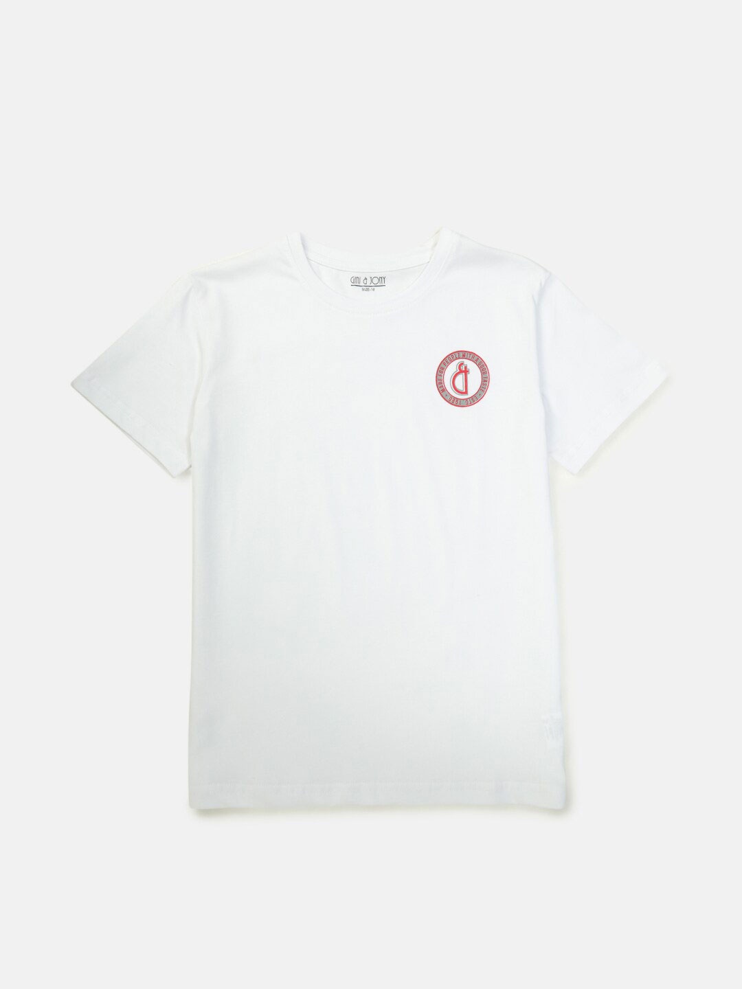 

Gini and Jony Boys Round Neck Cotton T-shirt, White