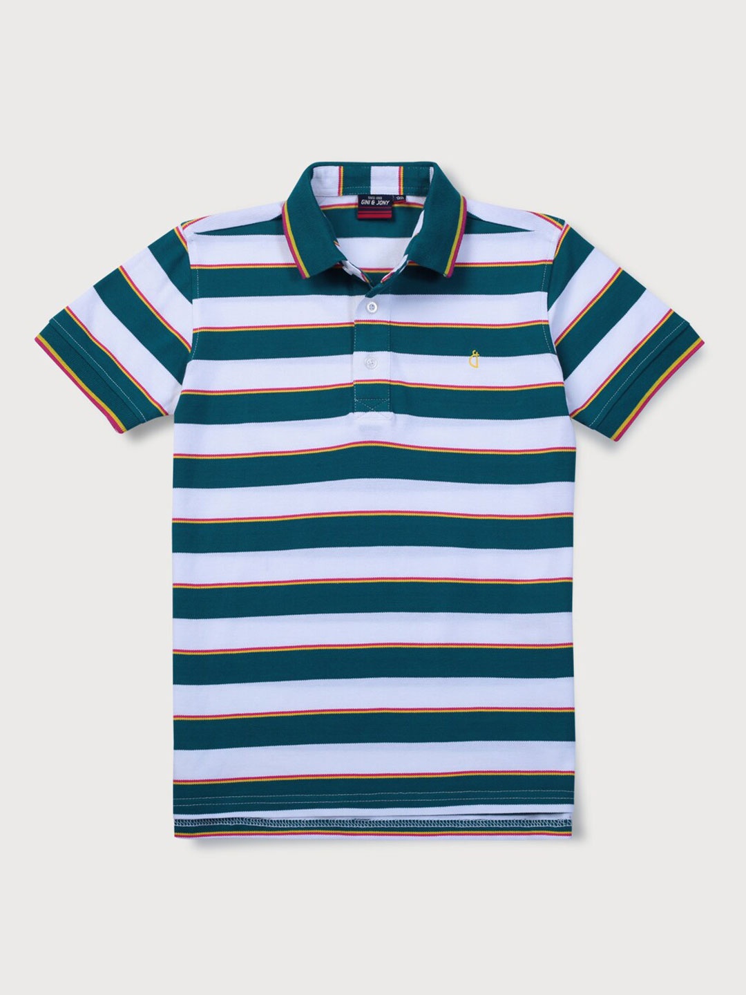 

Gini and Jony Infants Boys Striped Polo Collar Cotton T-shirt, White