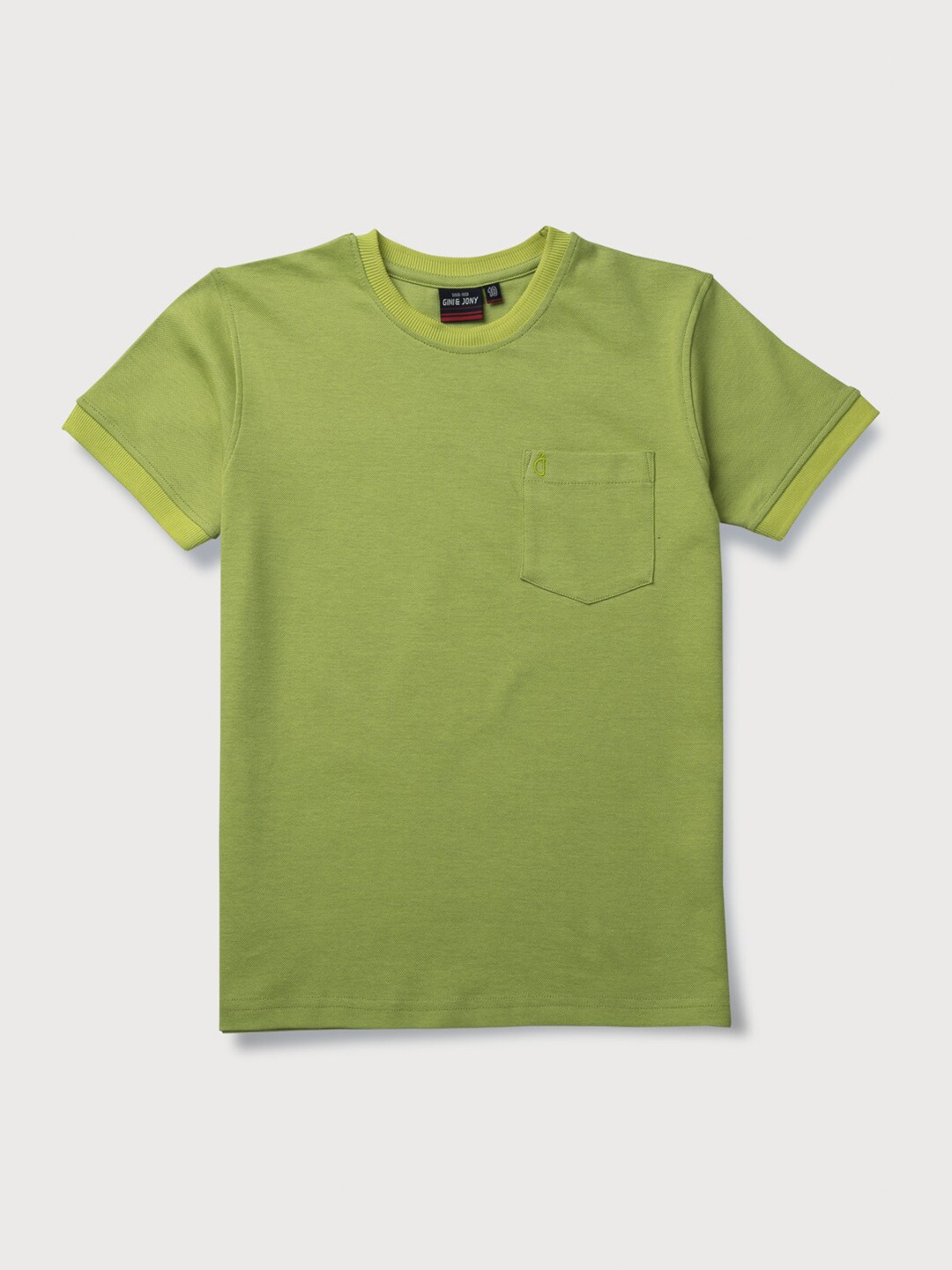 

Gini and Jony Boys Solid Cotton T-shirt, Sea green