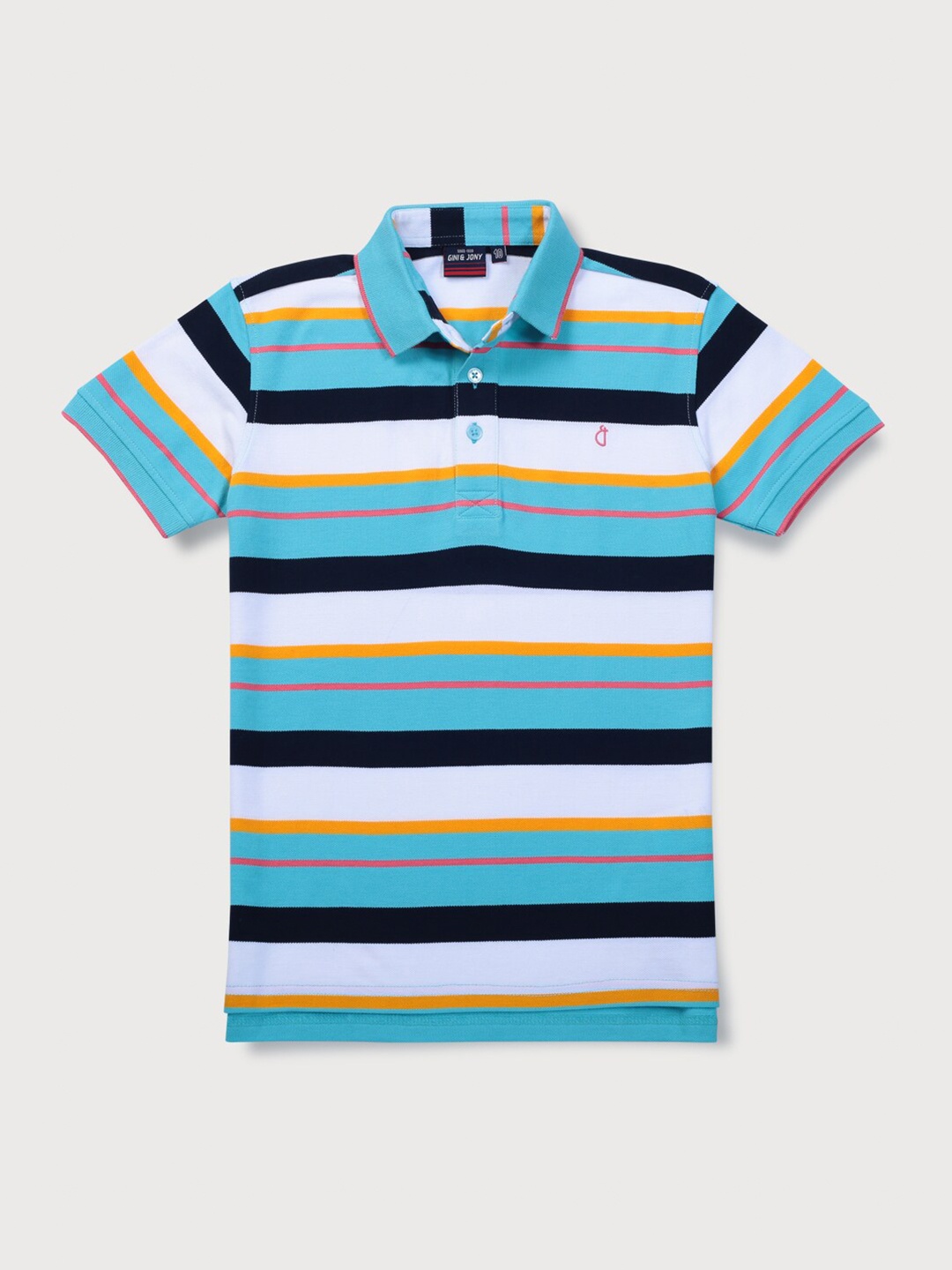

Gini and Jony Infant Boys Striped Polo Collar Cotton T-shirt, Blue