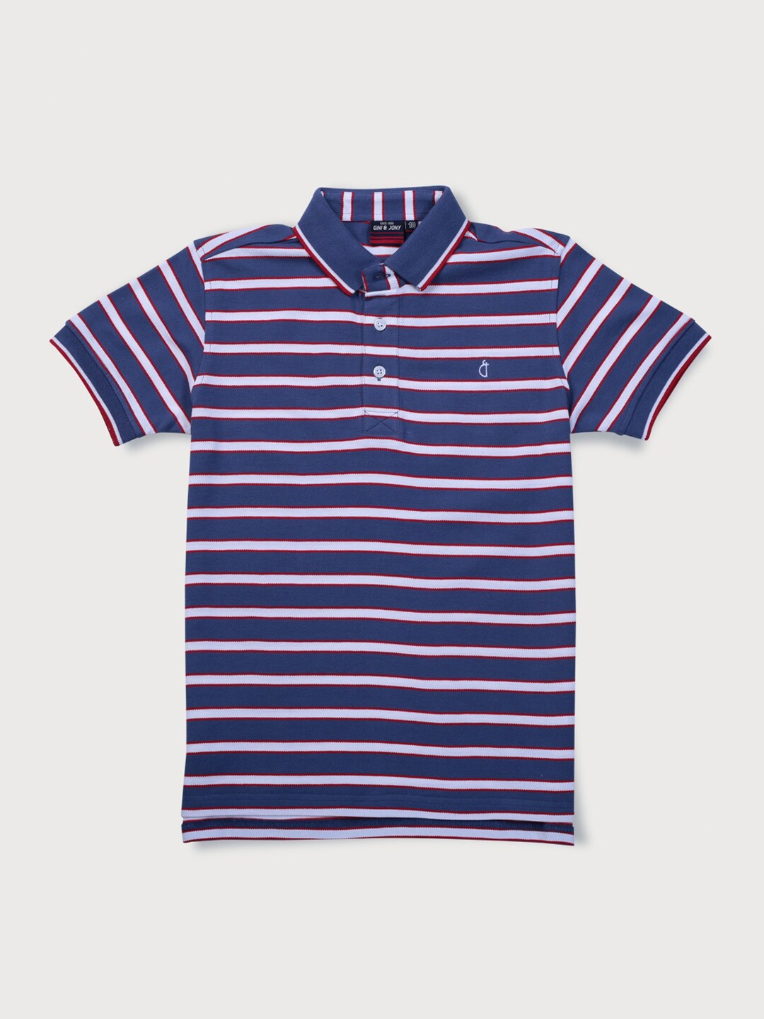 

Gini and Jony Infant Boys Striped Polo Collar Cotton T-shirt, Navy blue