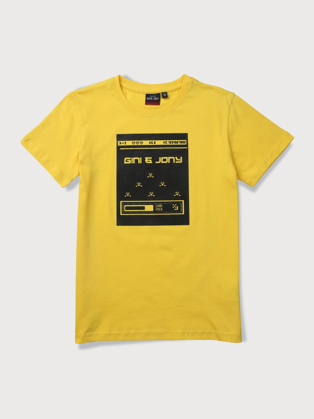 

Gini and Jony Boys Round Neck Graphic Printed Cotton T-shirt, Yellow