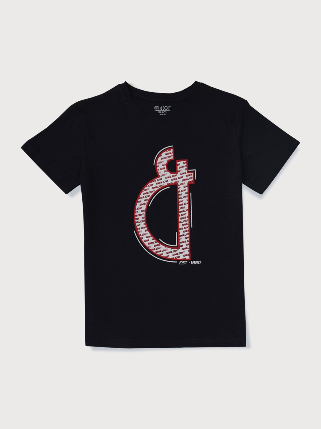 

Gini and Jony Boys Typography Printed Cotton T-shirt, Navy blue