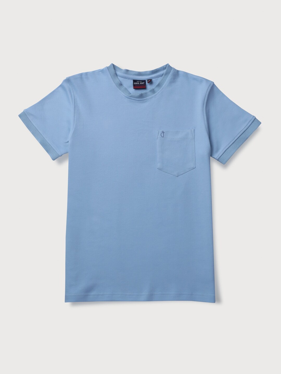 

Gini and Jony Boys Round Neck Cotton T-shirt, Blue