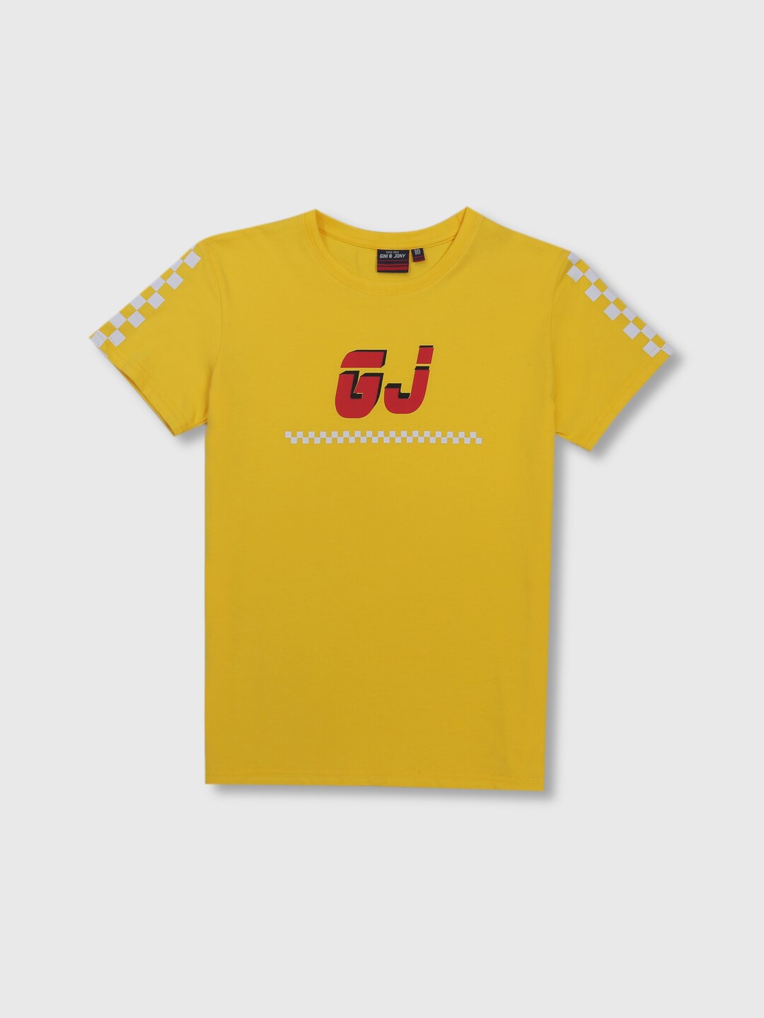 

Gini and Jony Boys Typography Printed Cotton T-shirt, Yellow