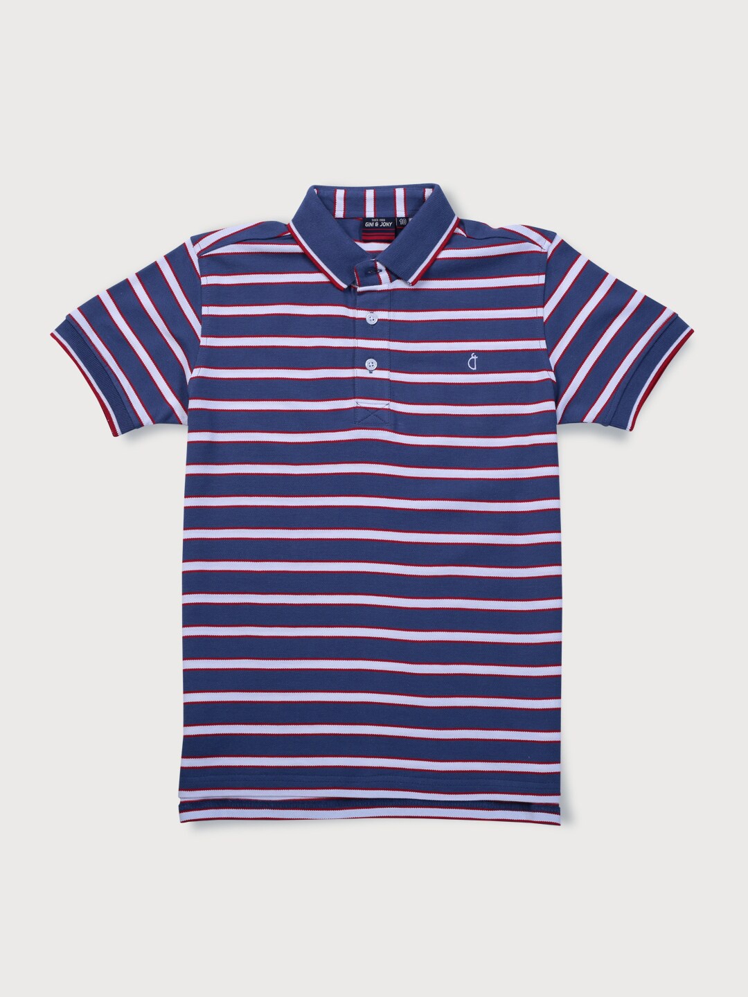 

Gini and Jony Boys Striped Polo Collar Cotton T-Shirt, Navy blue