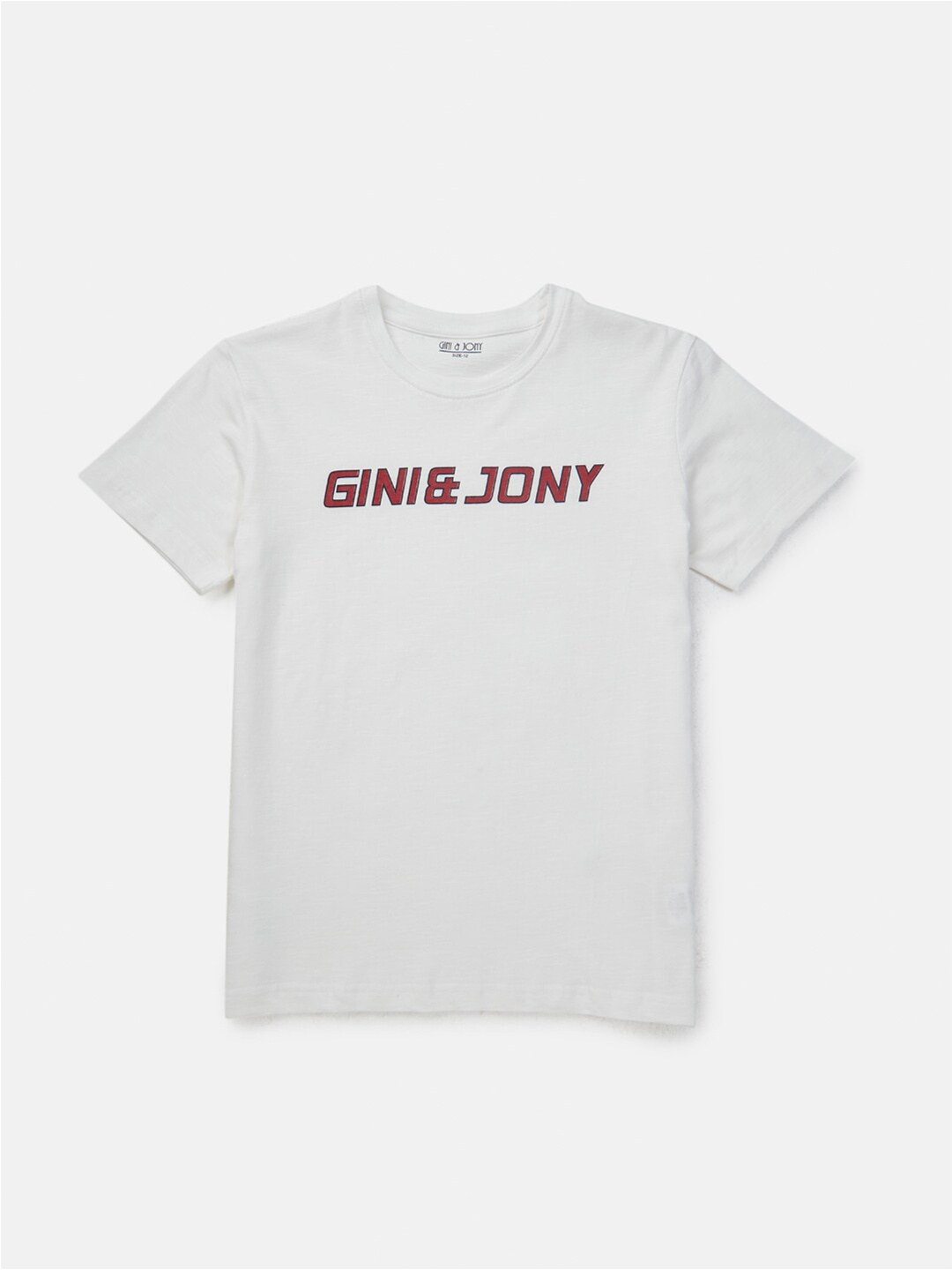 

Gini and Jony Boys Typography Printed Cotton T-shirt, White