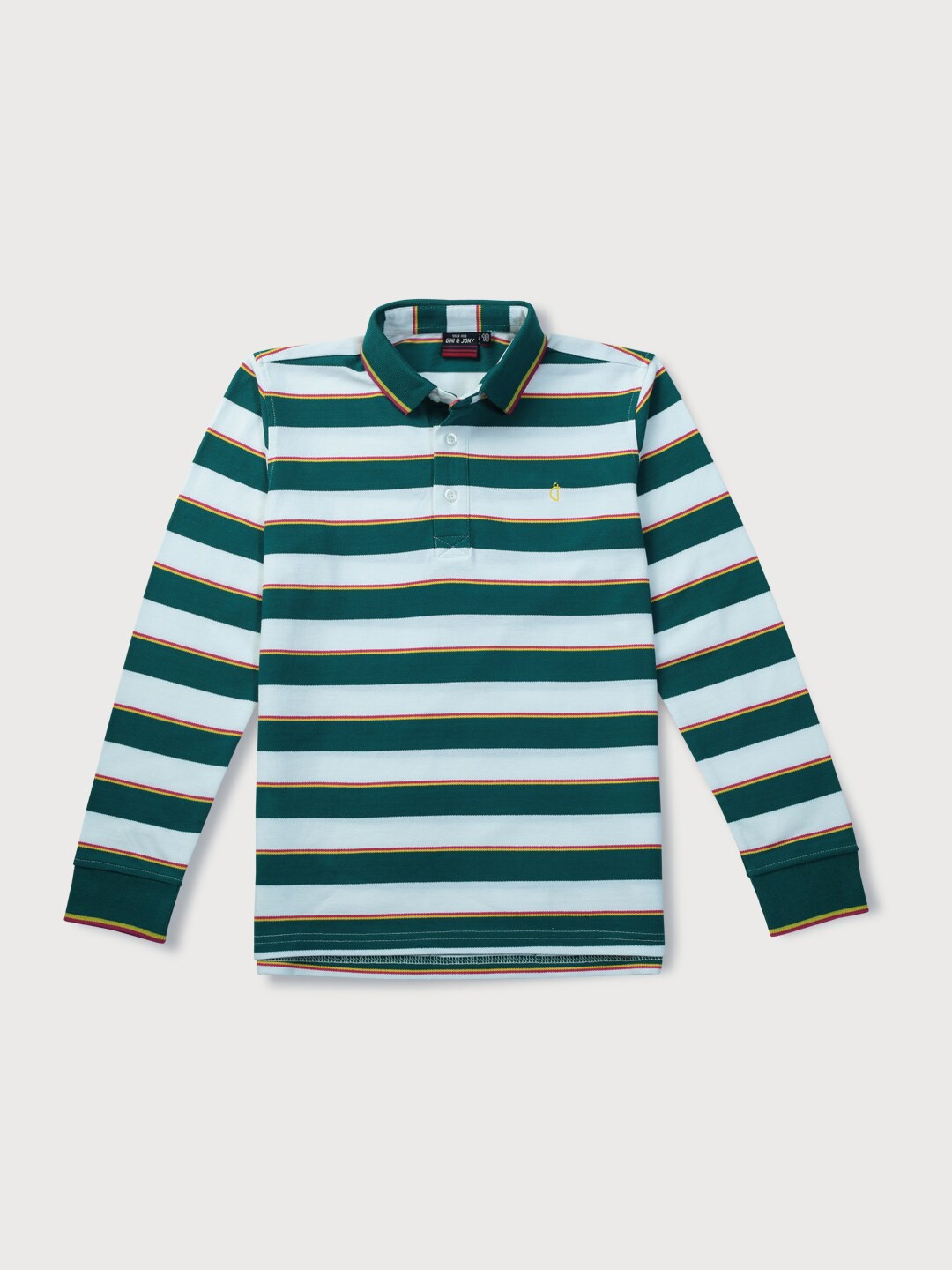 

Gini and Jony Boys Striped Polo Collar Cotton T-shirt, Green