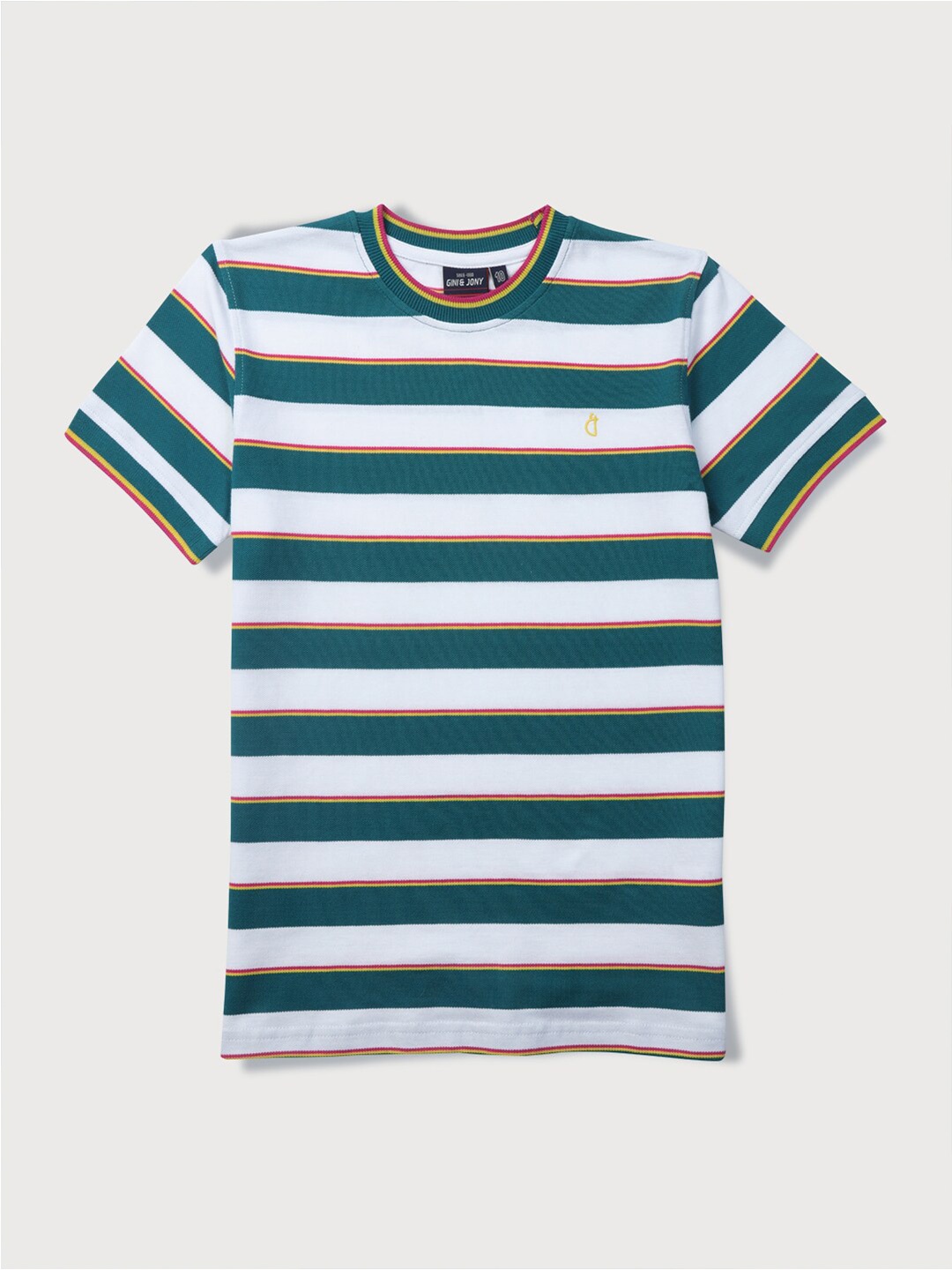 

Gini and Jony Boys Striped Round Neck Cotton T-shirt, Green