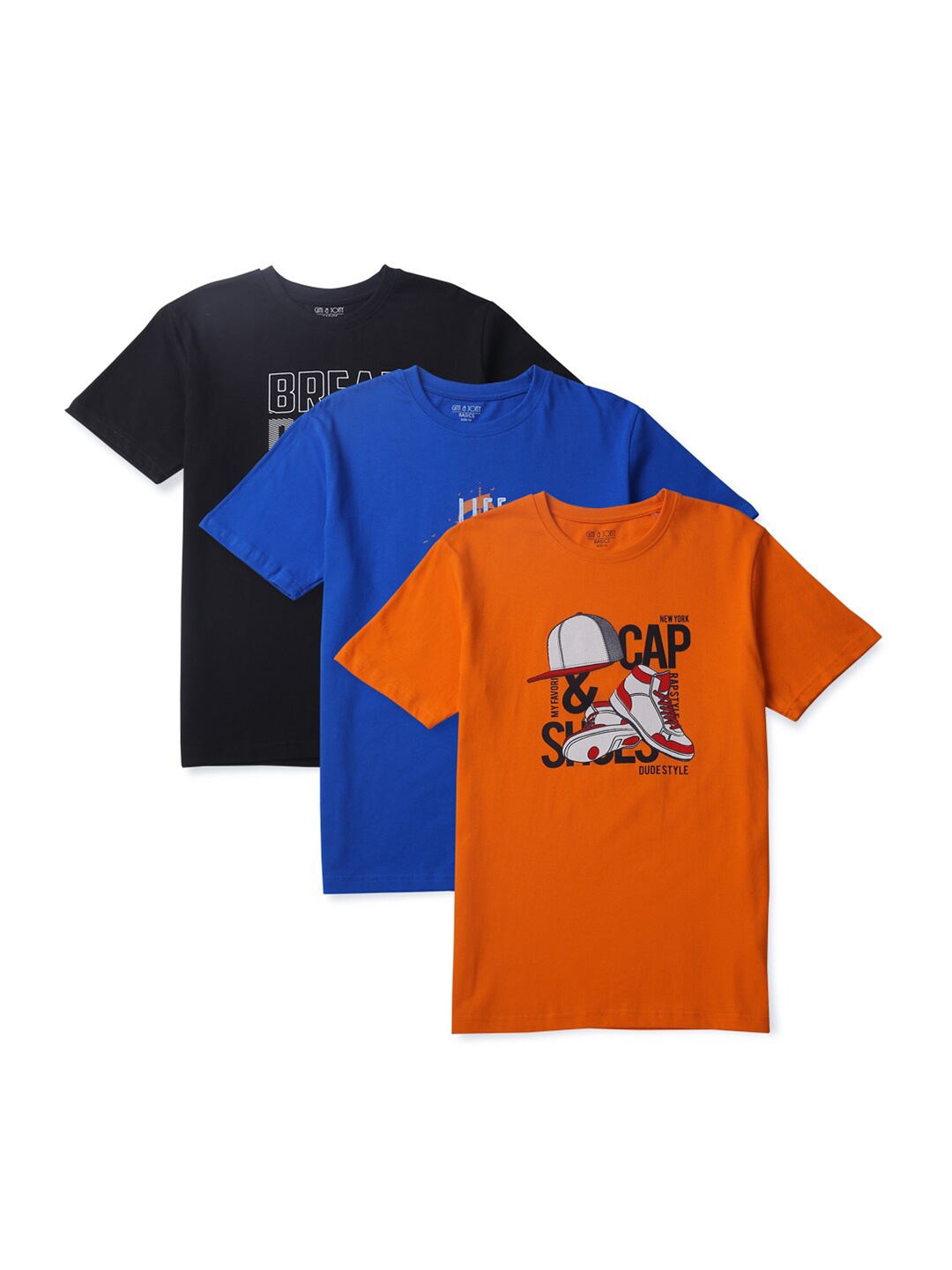 

Gini and Jony Infants Boys Pack Of 3 Printed Cotton T-shirts, Black