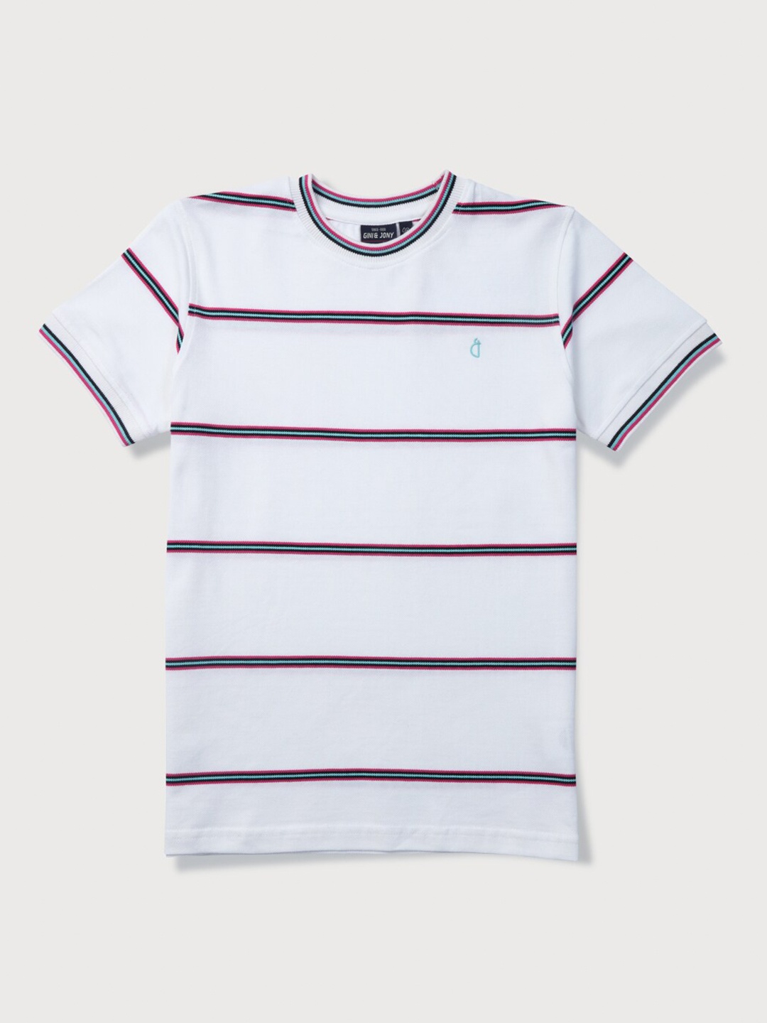 

Gini and Jony Boys Horizontal Striped Cotton T-Shirt, White