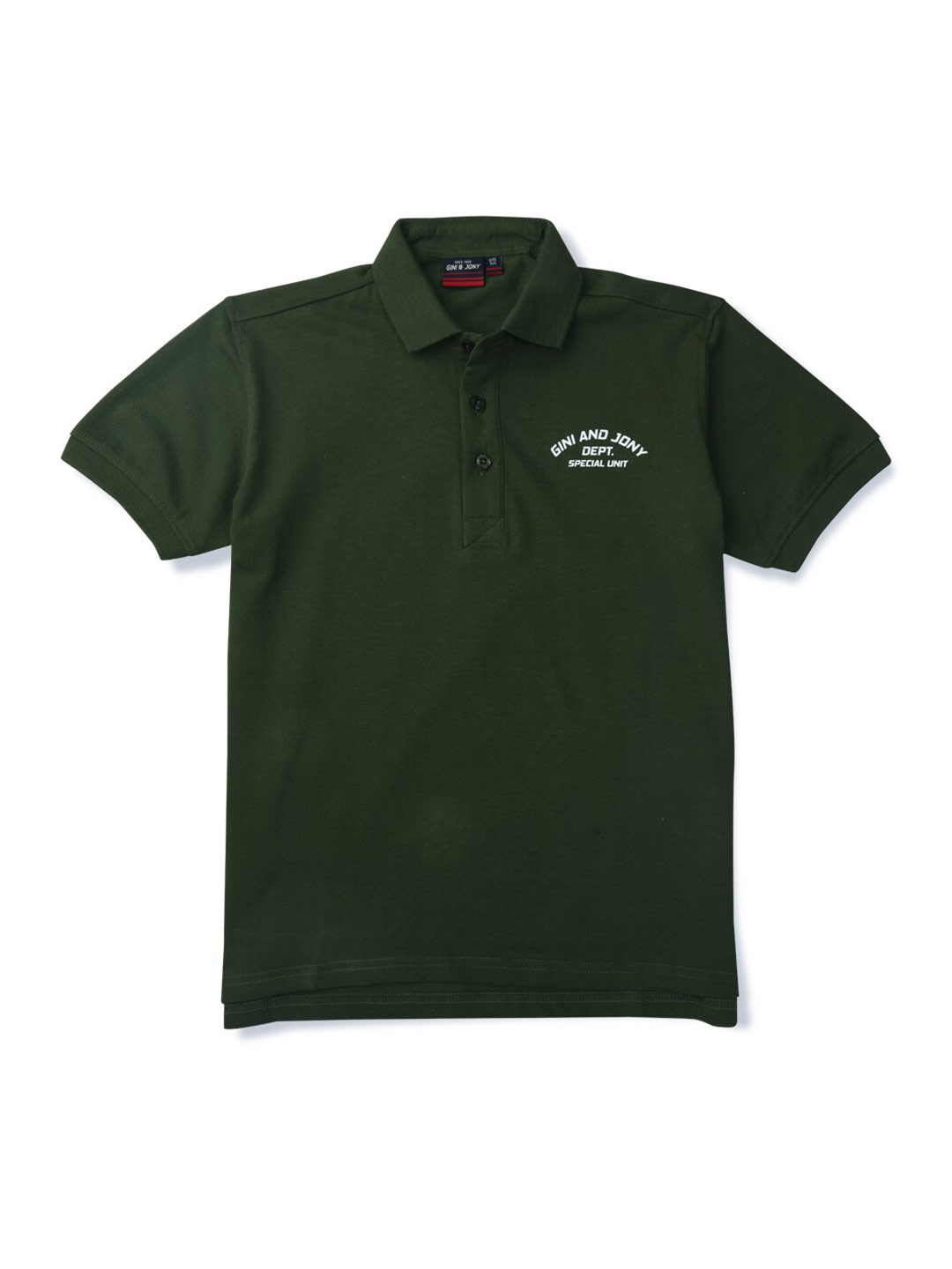 

Gini and Jony Boys Polo Collar Cotton T-shirt, Olive