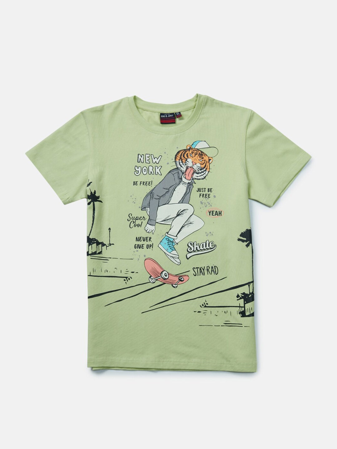 

Gini and Jony Infant Boys Graphic Printed Cotton T-shirt, Green