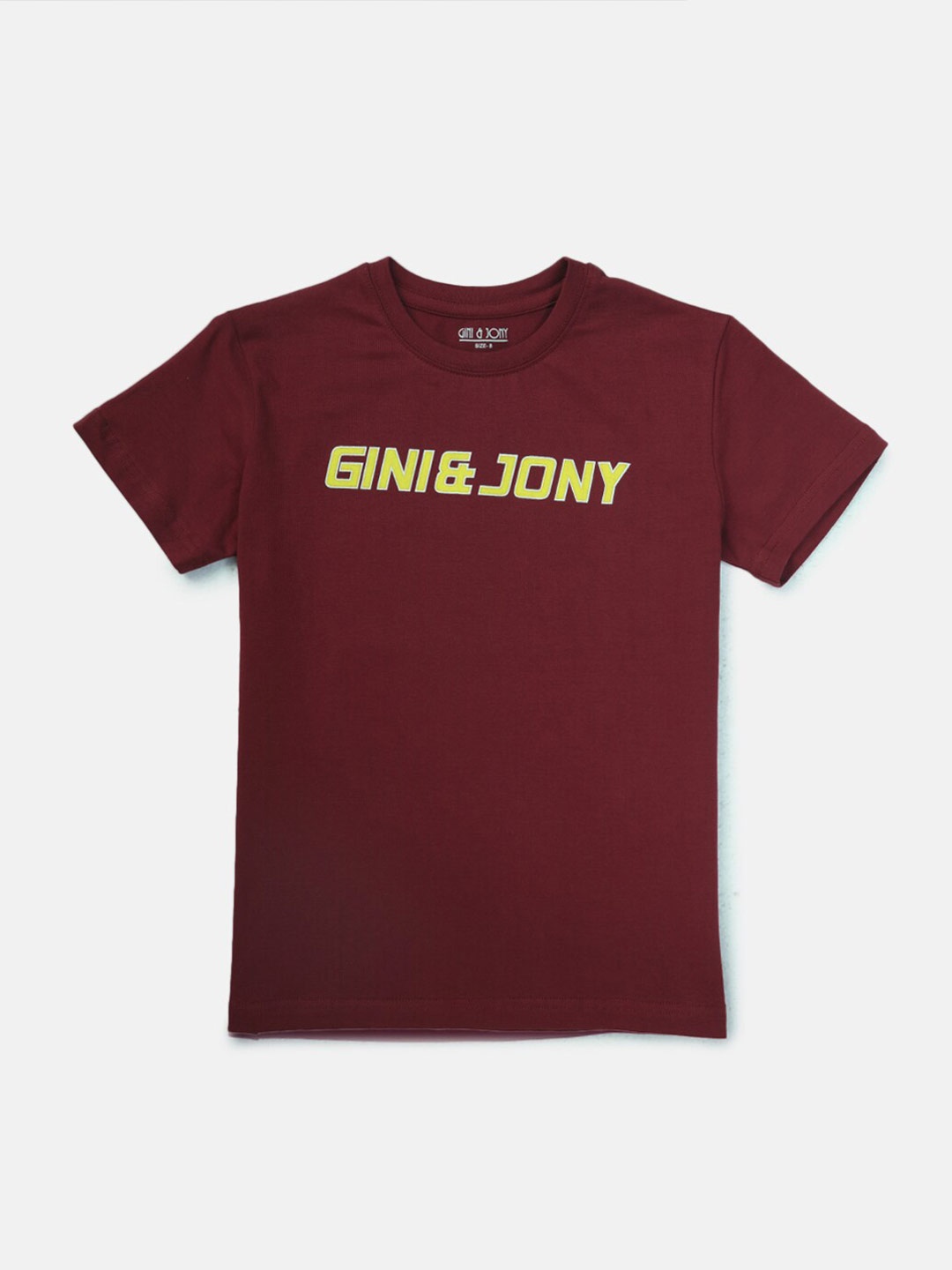 

Gini and Jony Boys Typography Printed Cotton T-shirt, Maroon