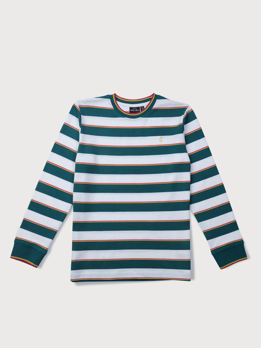 

Gini and Jony Boys Striped Cotton T-Shirt, Green