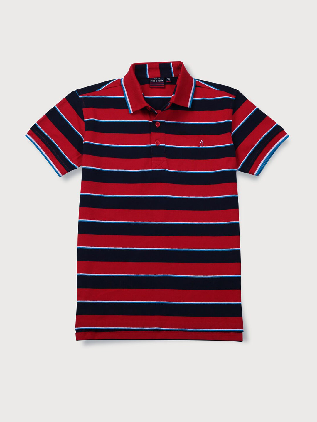 

Gini and Jony Boys Striped Polo Collar Cotton T-shirt, Red