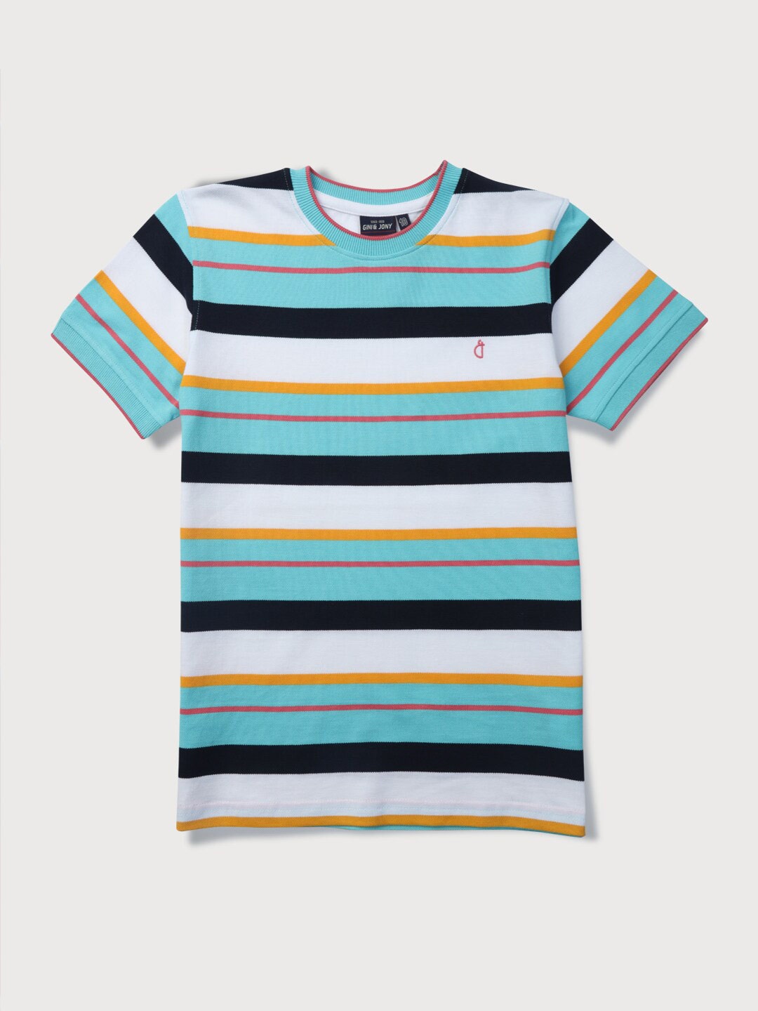 

Gini and Jony Boys Horizontal Striped Cotton Casual T-shirt, Blue