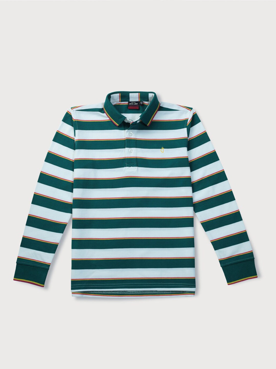 

Gini and Jony Boys Striped Cotton T-Shirt, Green