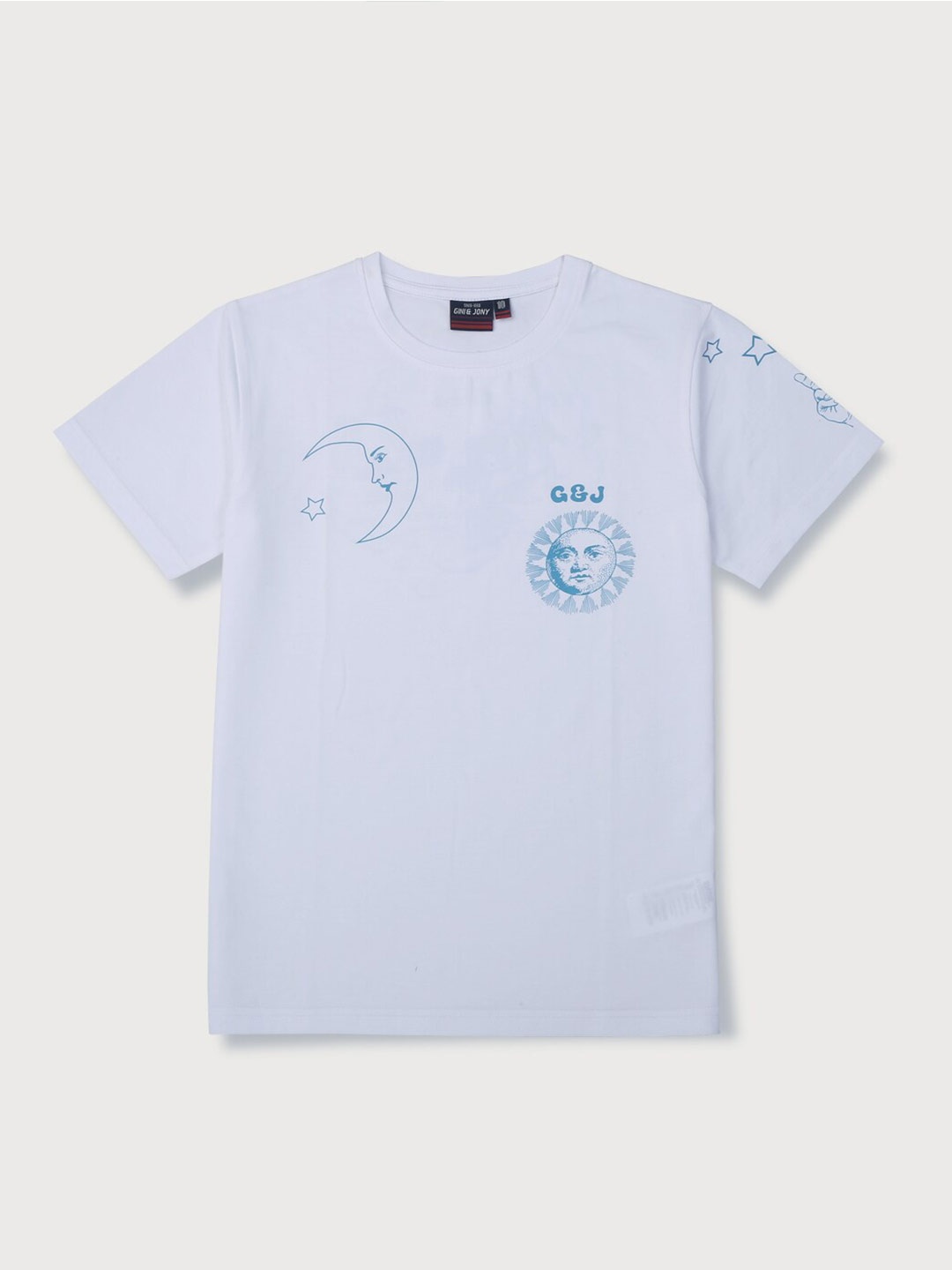

Gini and Jony Boys Graphic Printed Round Neck Cotton T-shirt, White