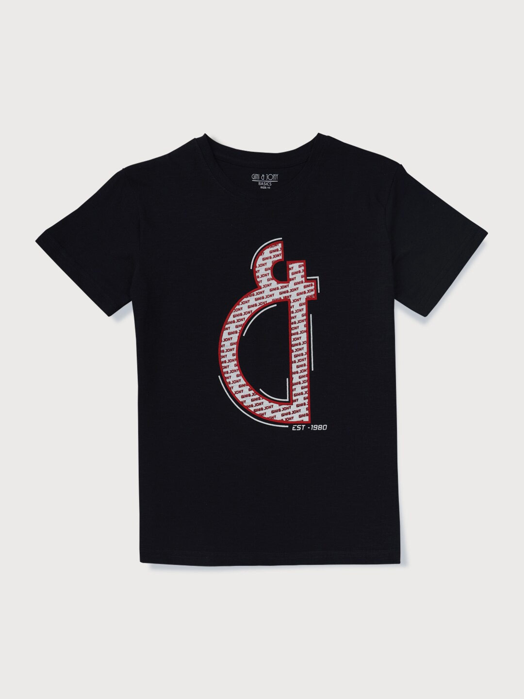 

Gini and Jony Boys Typography Printed Cotton T-shirt, Navy blue