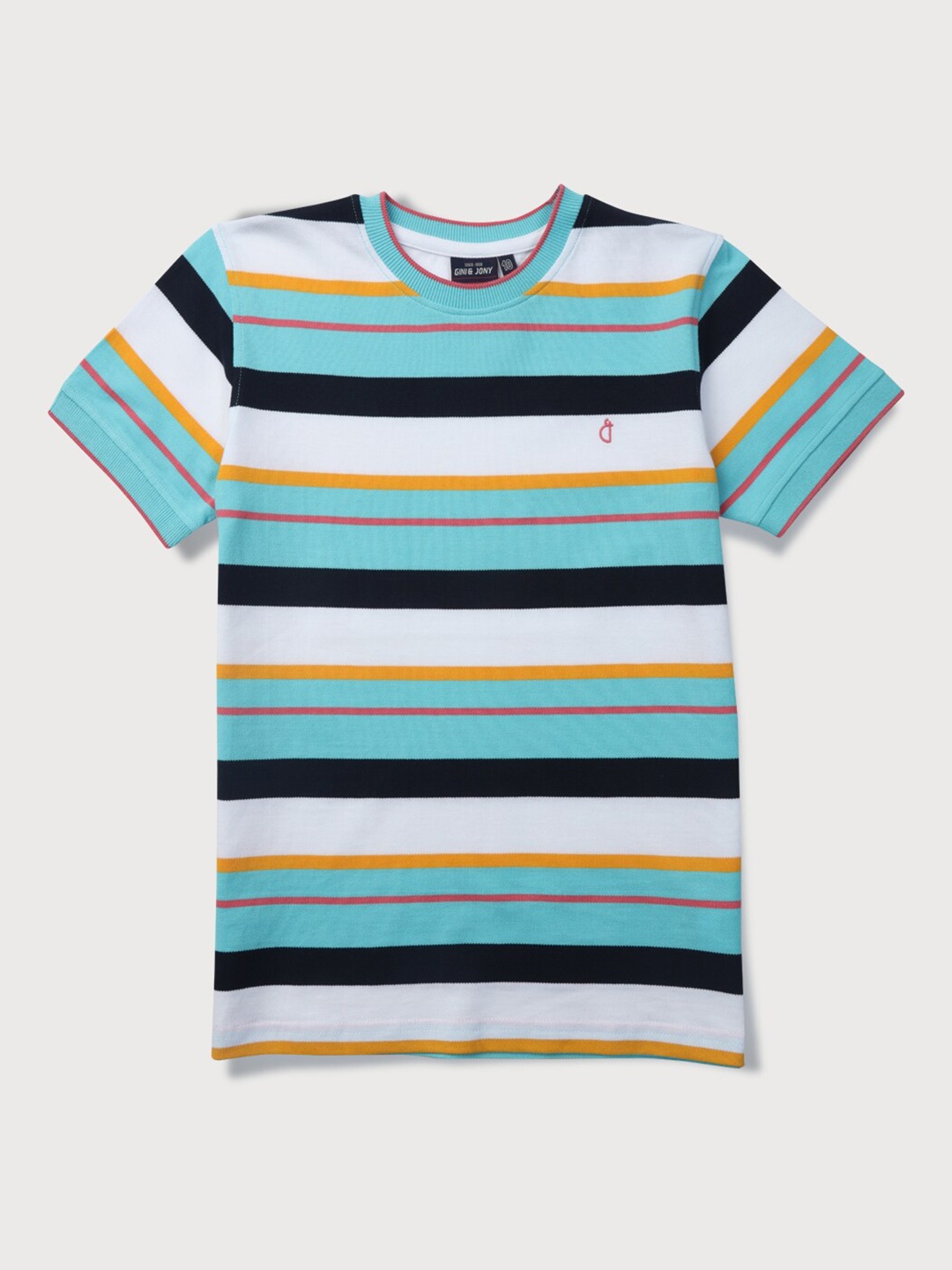 

Gini and Jony Boys Striped Round Neck Short Sleeves Cotton T-shirt, Blue