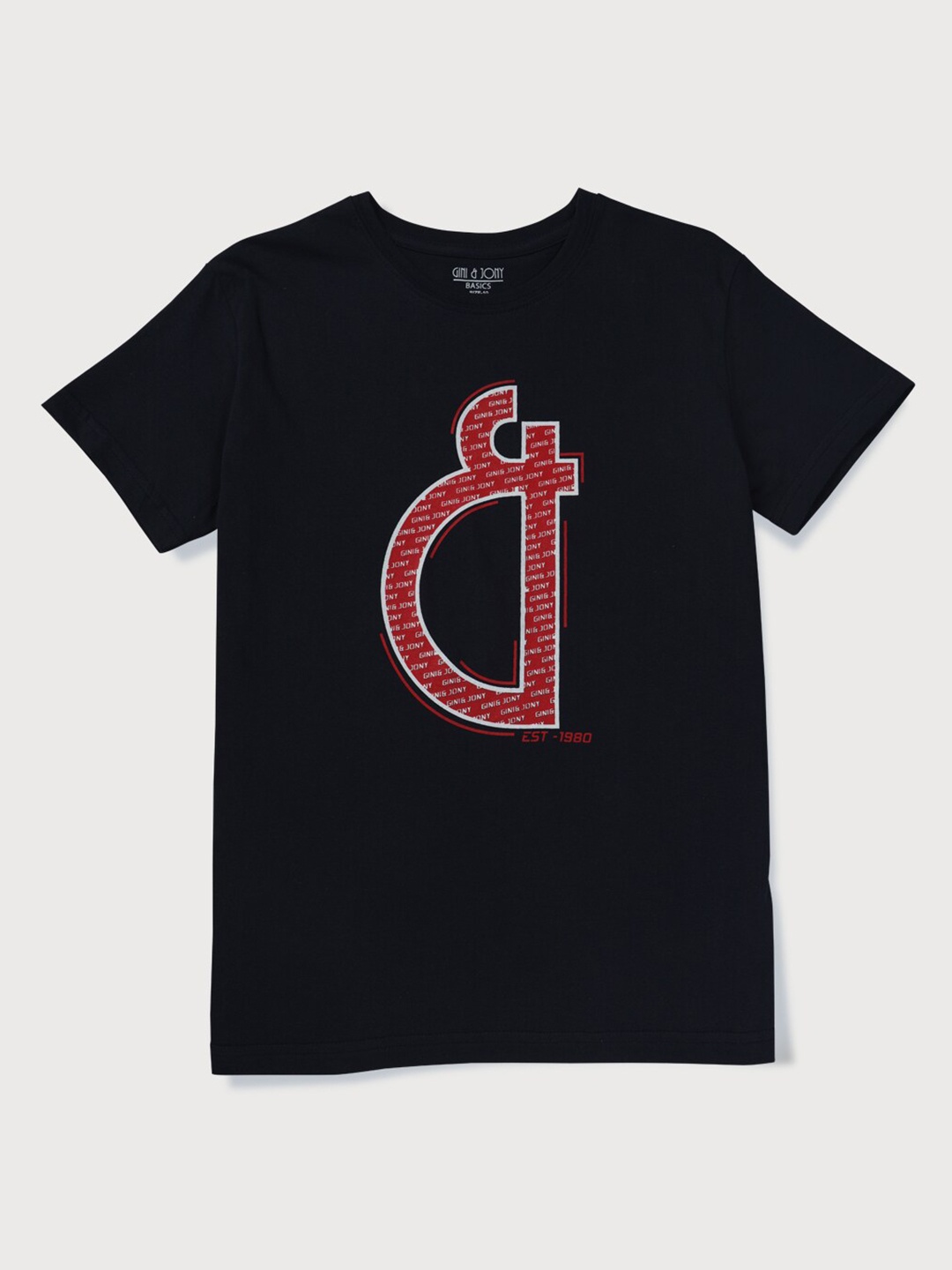 

Gini and Jony Boys Typography Printed Round Neck Cotton T-shirt, Navy blue
