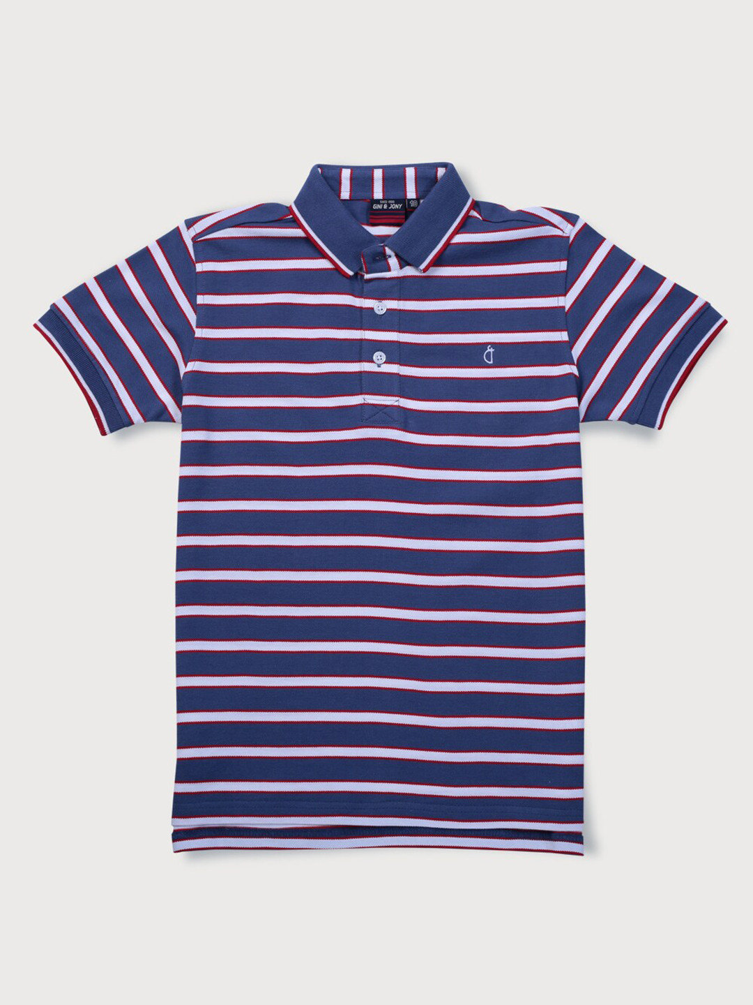 

Gini and Jony Boys Striped Polo Collar Cotton T-shirt, Navy blue