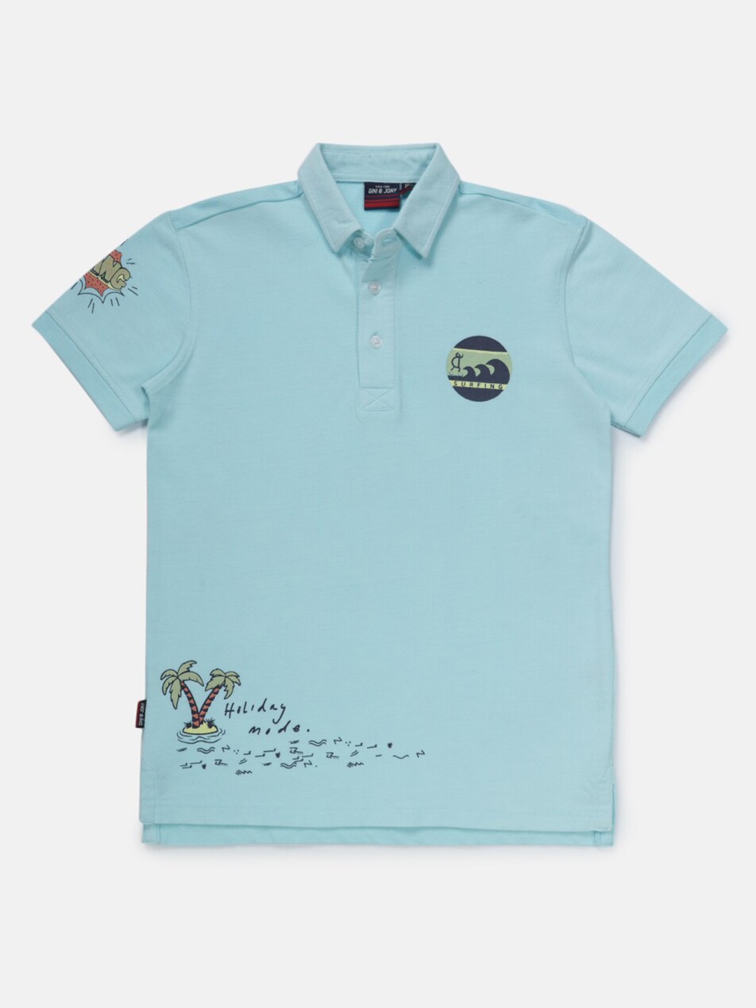 

Gini and Jony Boys Nautical Printed Polo Collar Cotton T-shirt, Blue