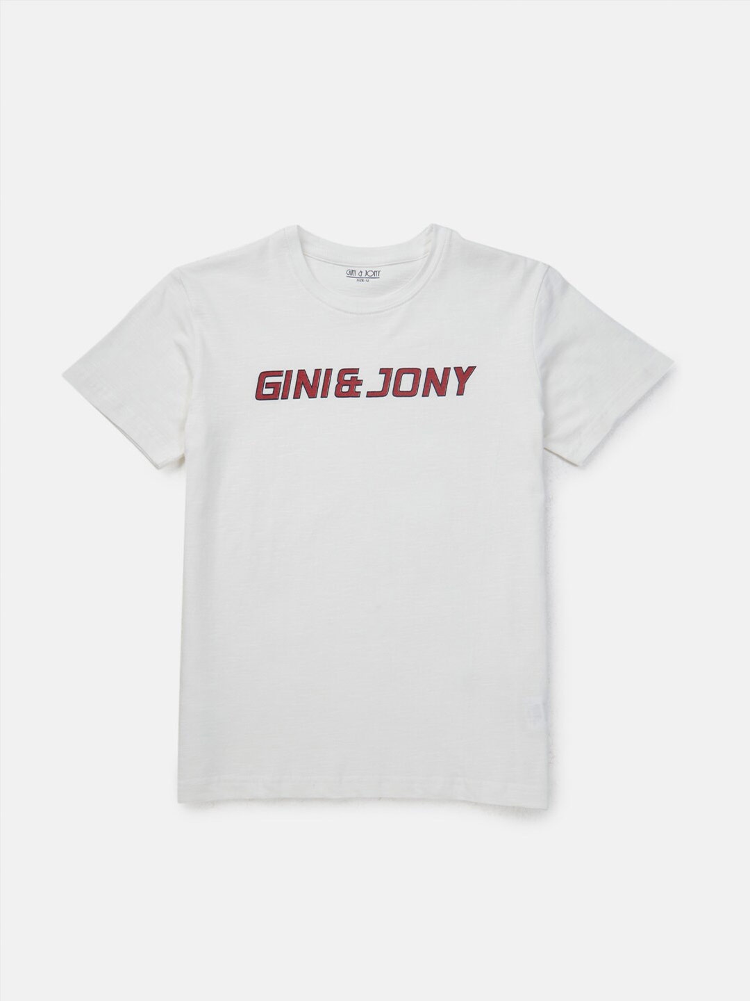 

Gini and Jony Boys Typography Cotton T-shirt, White