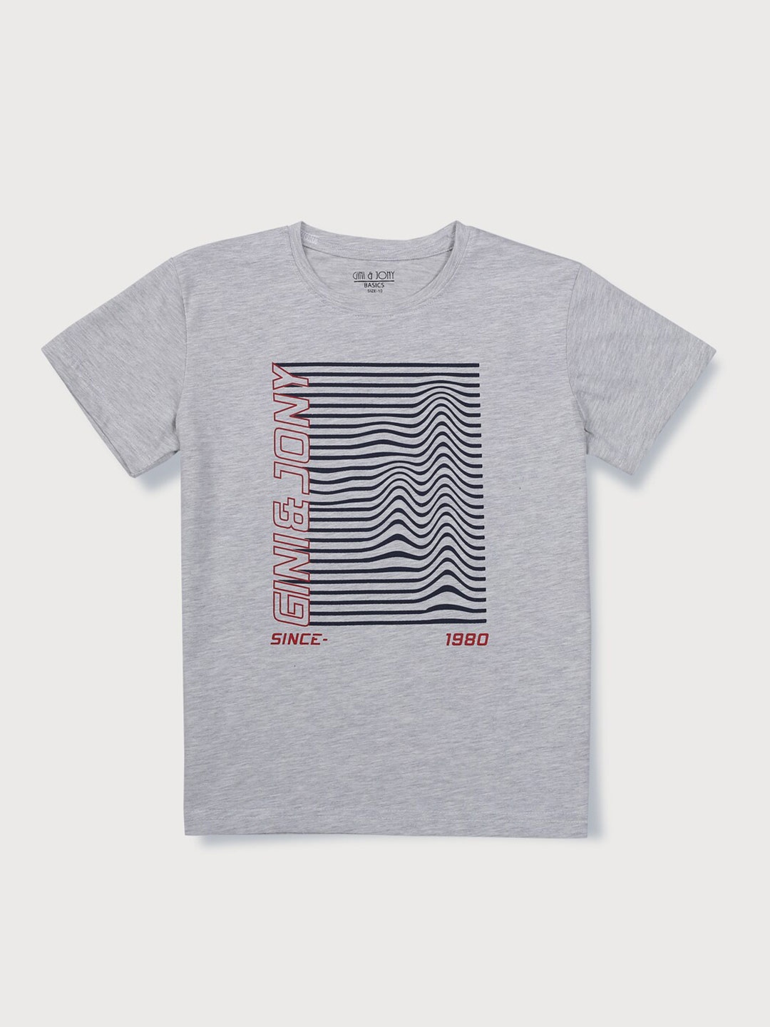 

Gini and Jony Boys Typography Printed Round Neck Cotton T-shirt, Grey