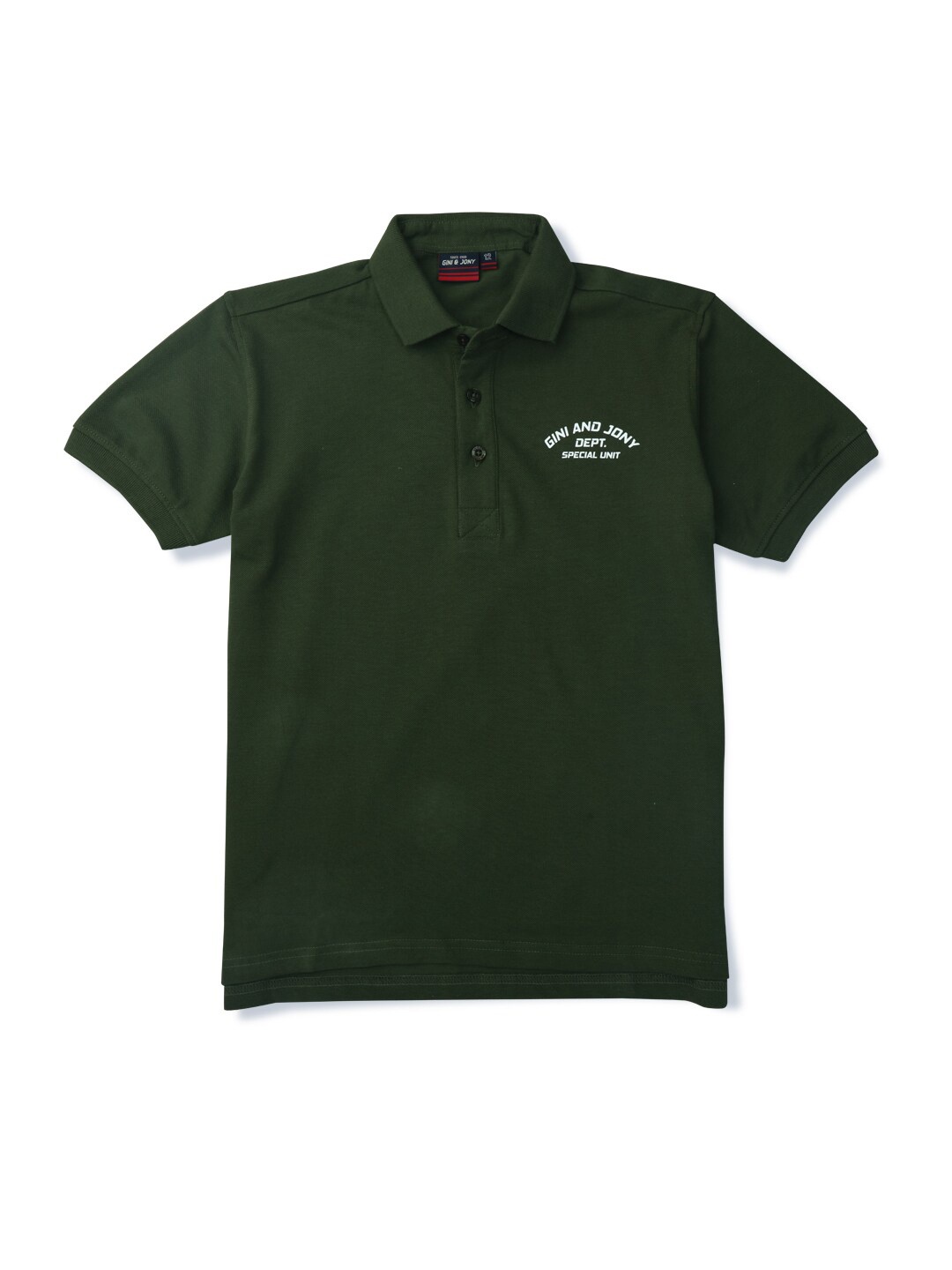 

Gini and Jony Boys Polo Collar short Sleeves Cotton T-shirt, Olive