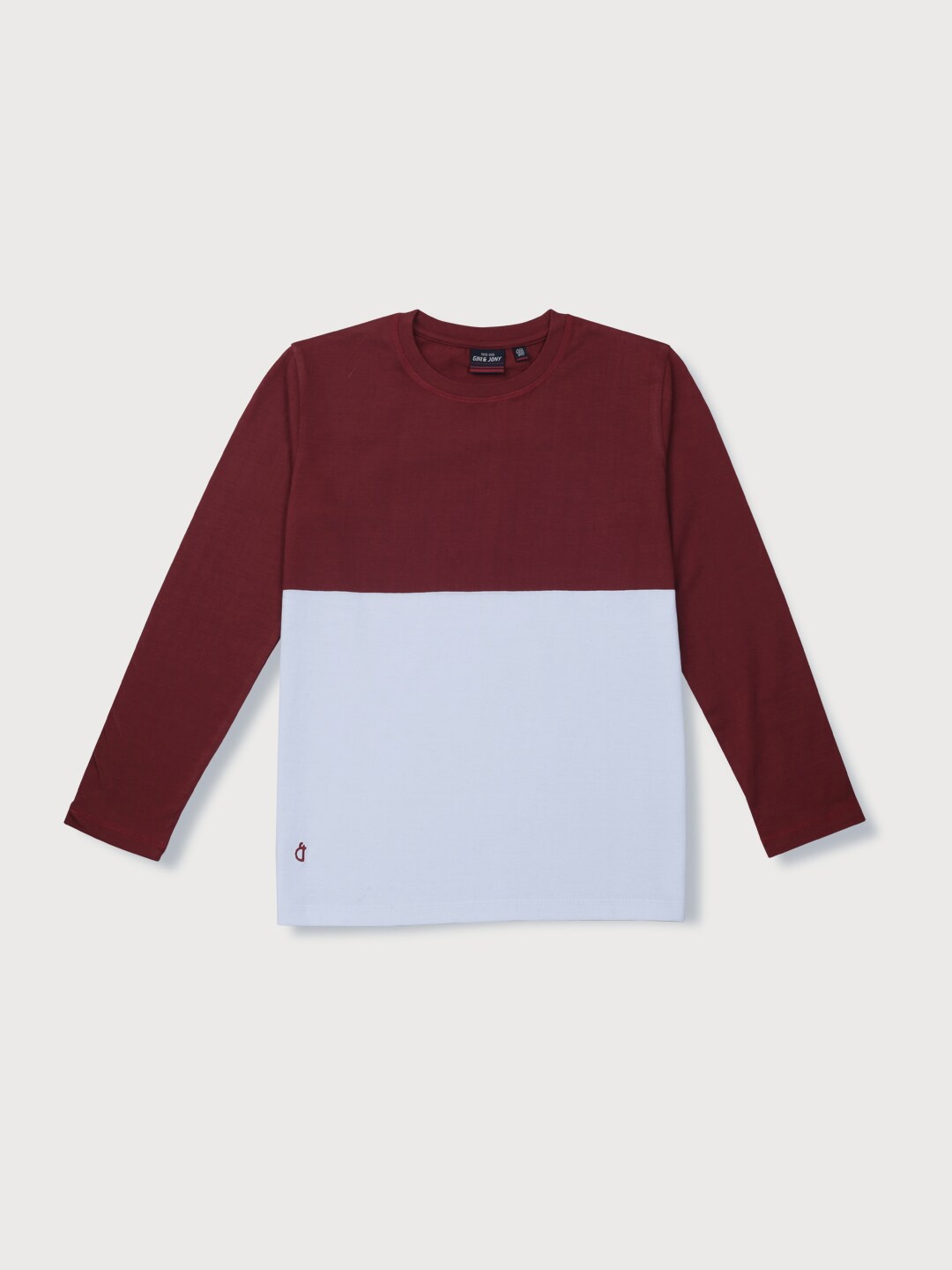 

Gini and Jony Boys Colourblocked Long Sleeves Cotton T-Shirt, Maroon