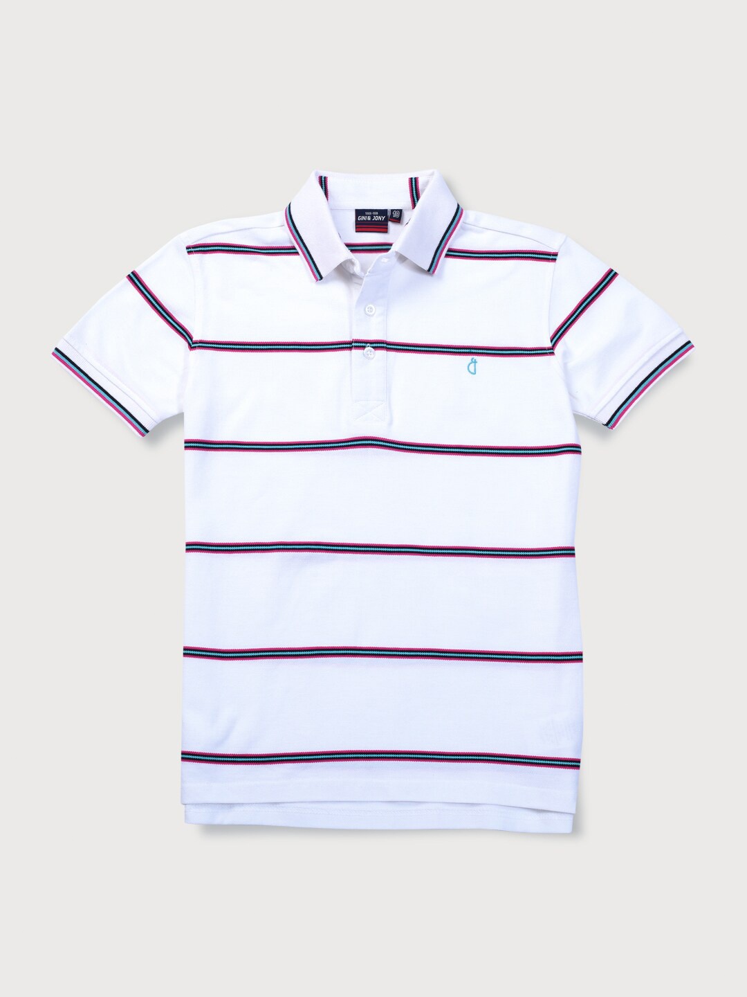

Gini and Jony Infant Boys Striped Polo Collar Cotton T-shirt, White