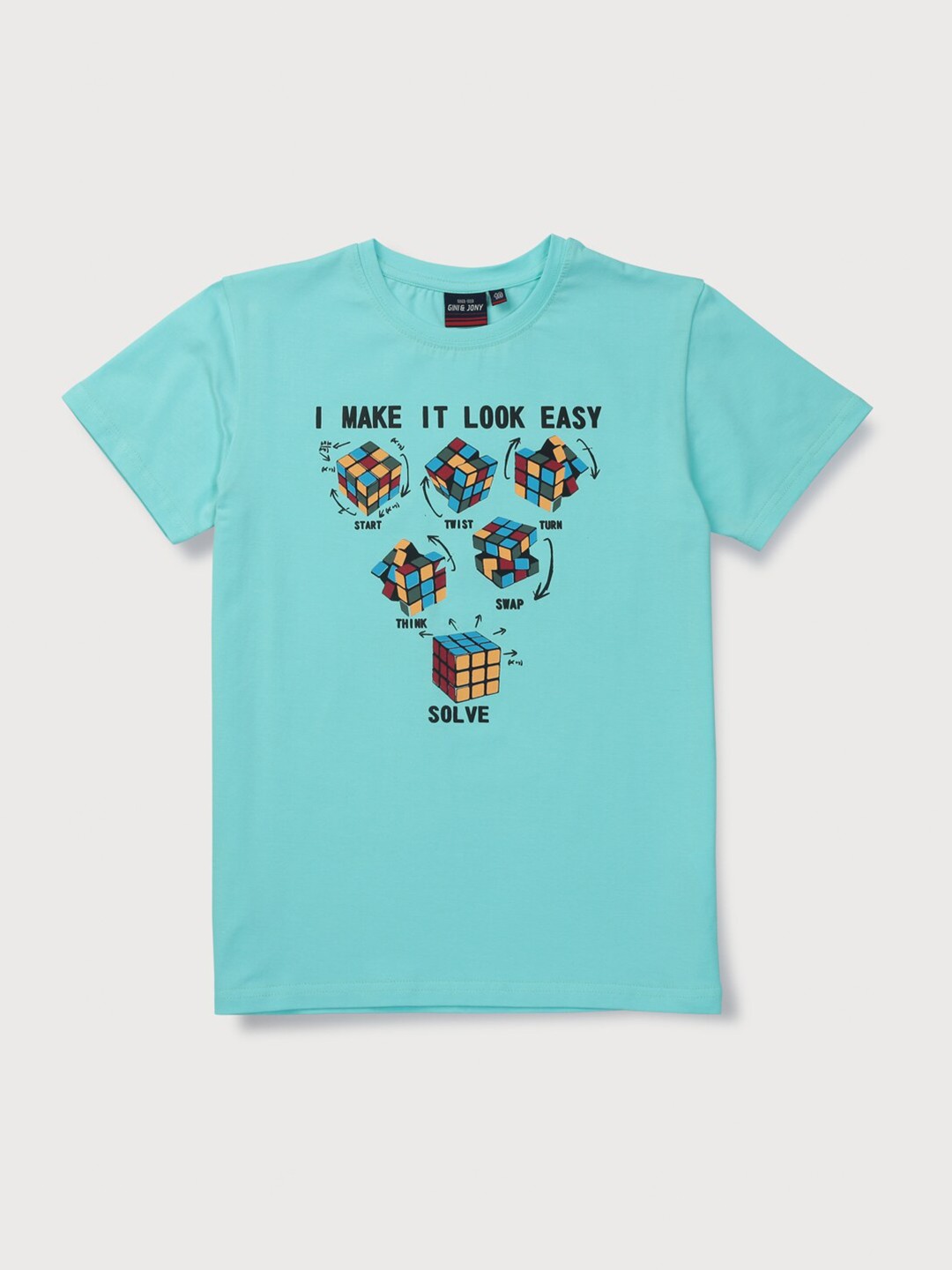 

Gini and Jony Boys Graphic Printed Round Neck Cotton T-shirt, Blue