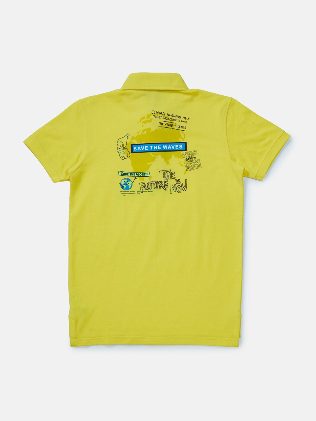 

Gini and Jony Boys Typography Printed Polo Collar Cotton T-shirt, Yellow